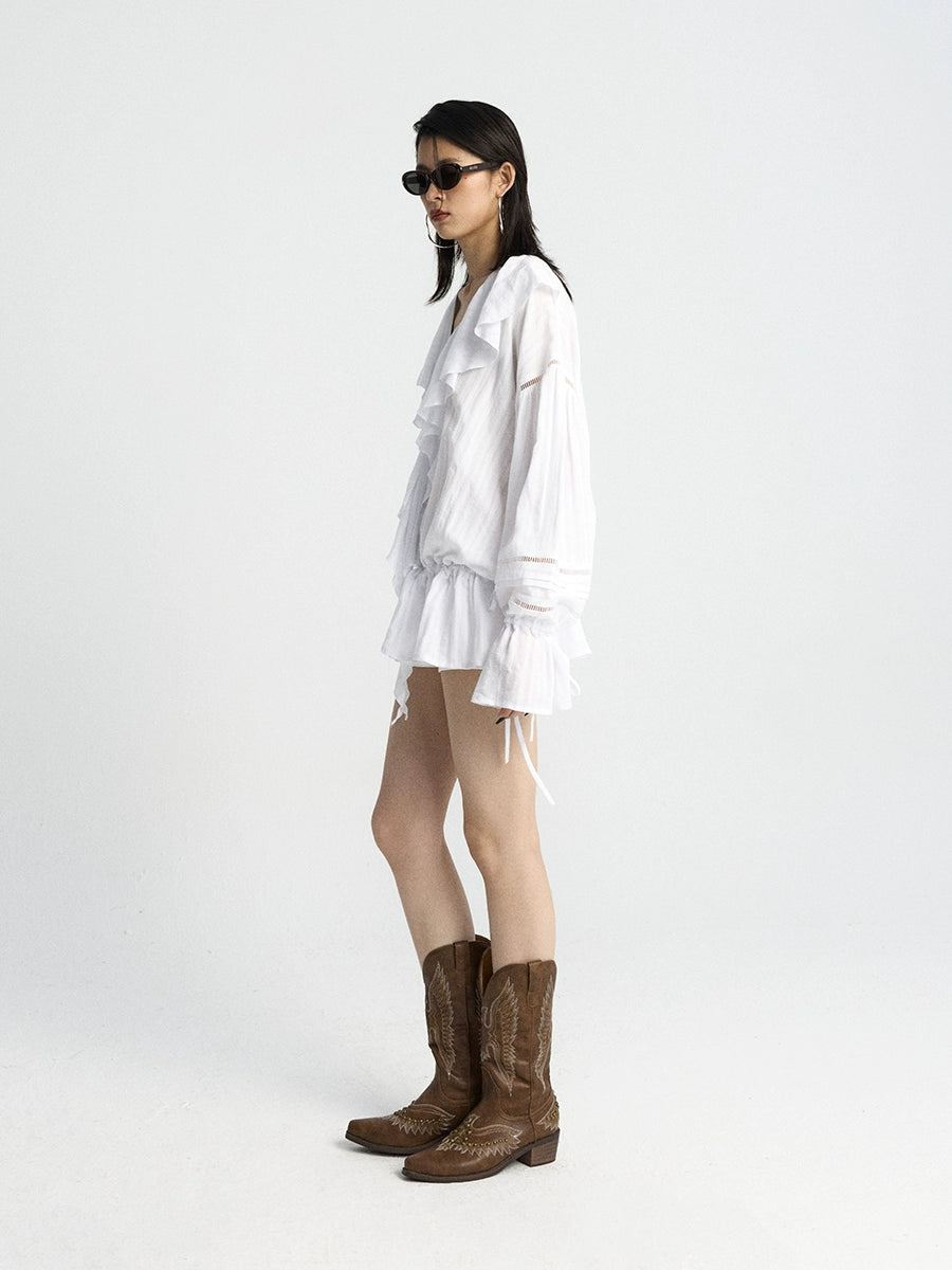 Prairie Cloud Ruffled Poet Blouse