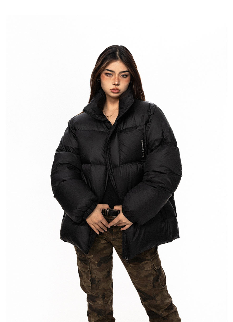 Stand Collar White Duck Down Jacket - chiclara
