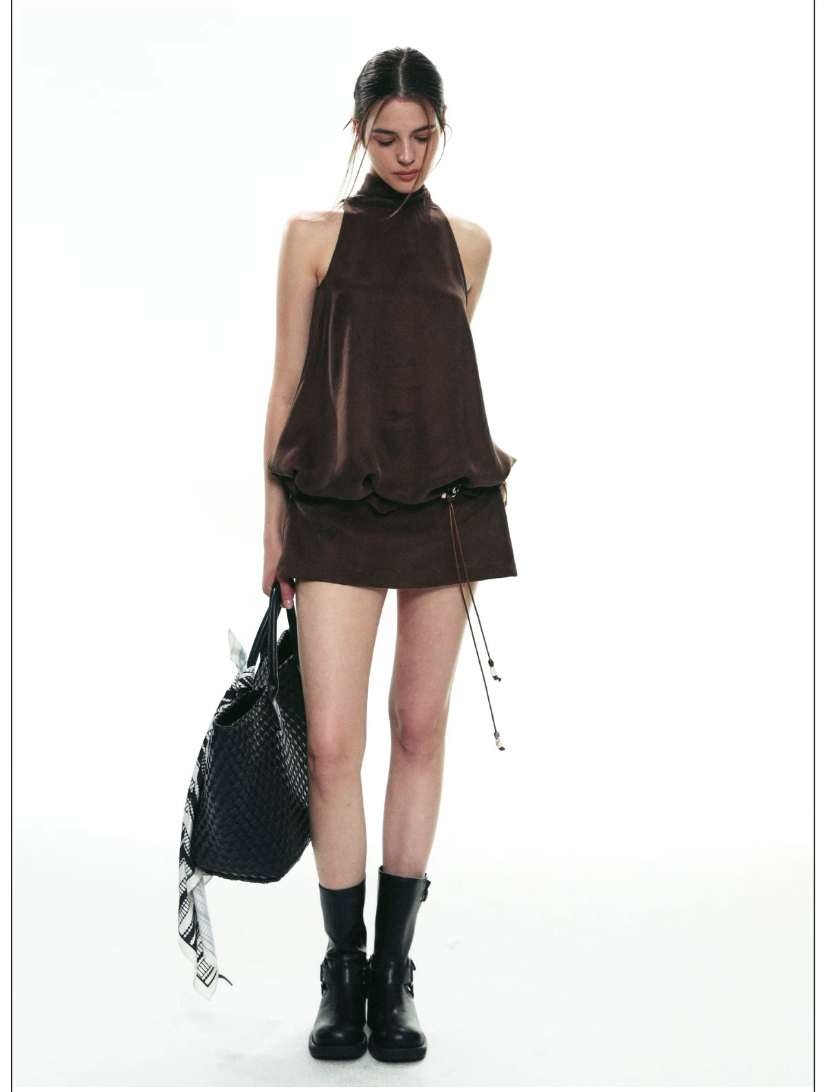 Espresso Nocturne Draped Halter Top