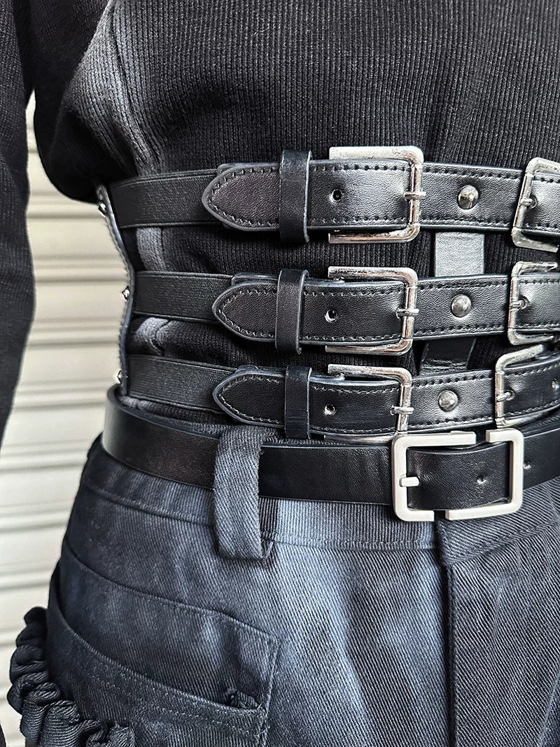 Midnight Reactor Triple-Buckle Corset Belt