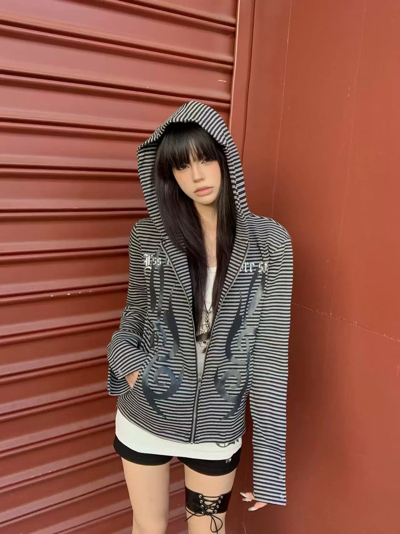 Treble Flame Stripe Star Hoodie