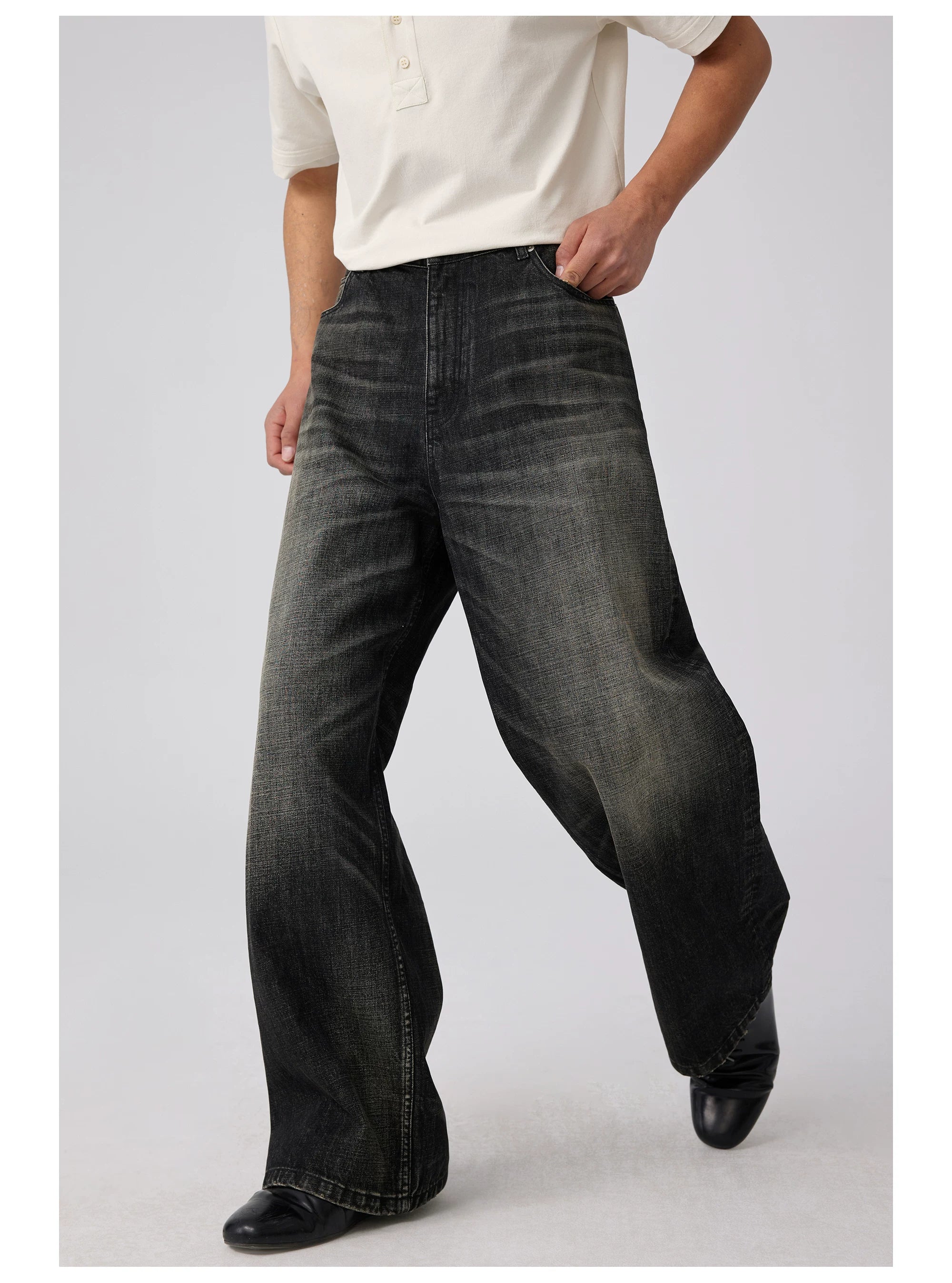 Shadow Wash Baggy Denim Jeans