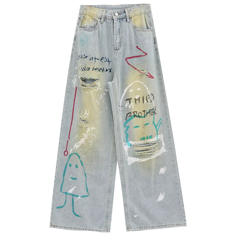Painted Patch Wide-Leg Jeans
