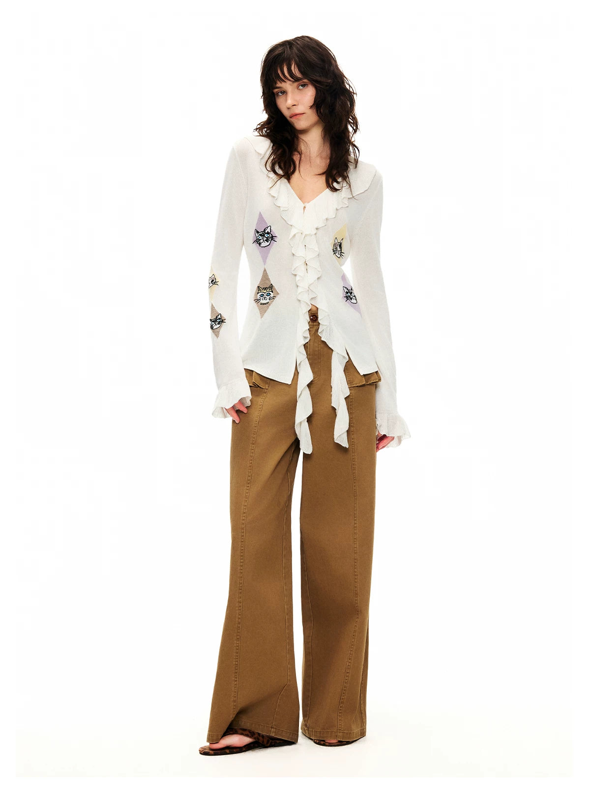 Ruffled Kitty Argyle Romance Blouse