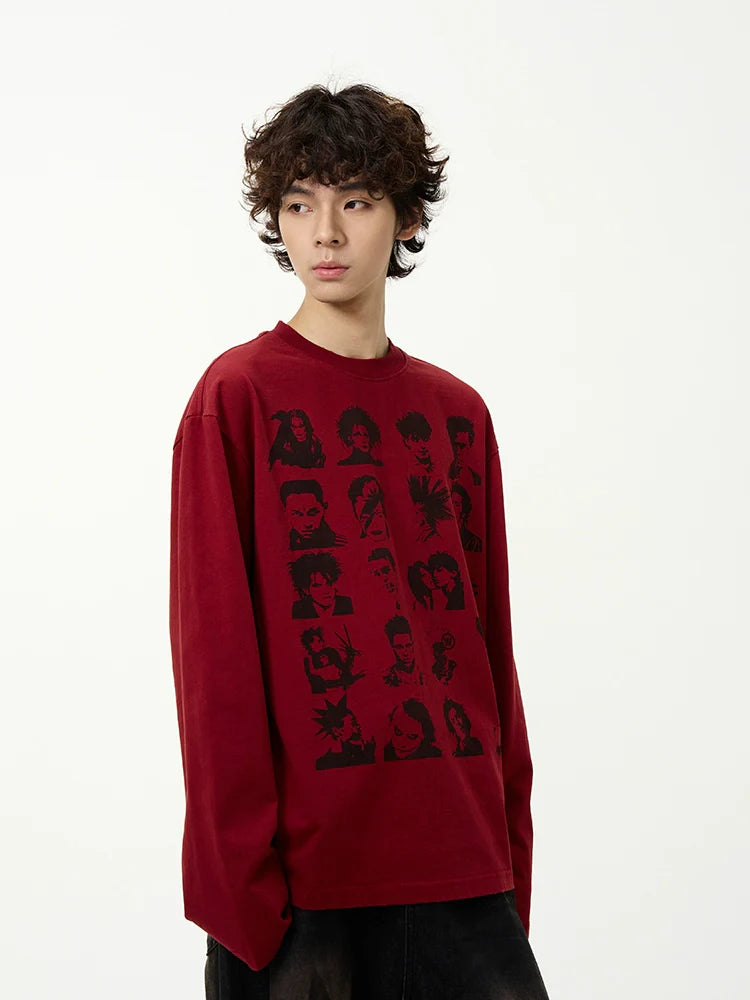Whimsical Character Print Long Sleeve Tee - chiclara