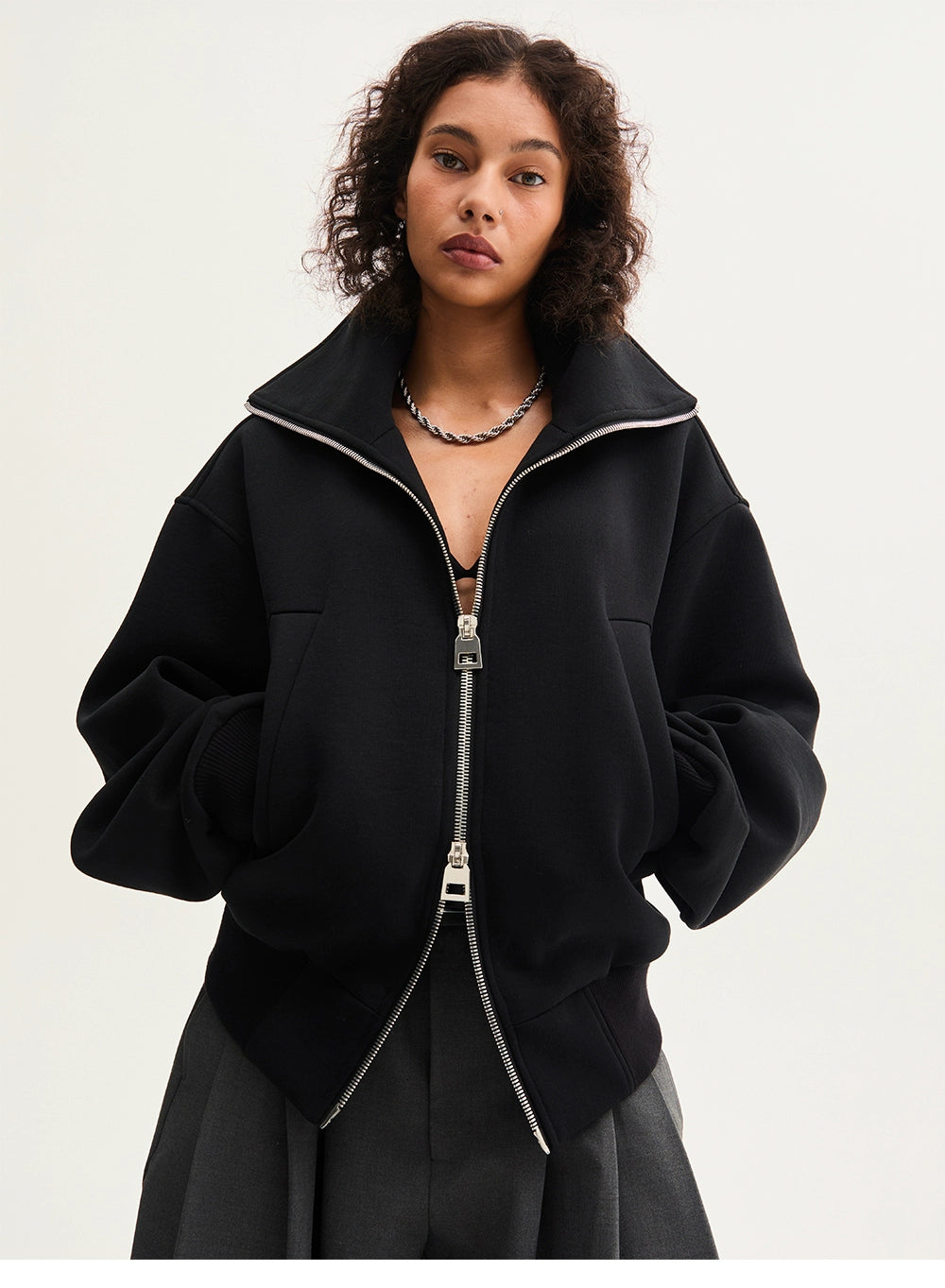 CollarRamp High-Neck Zip Bomber