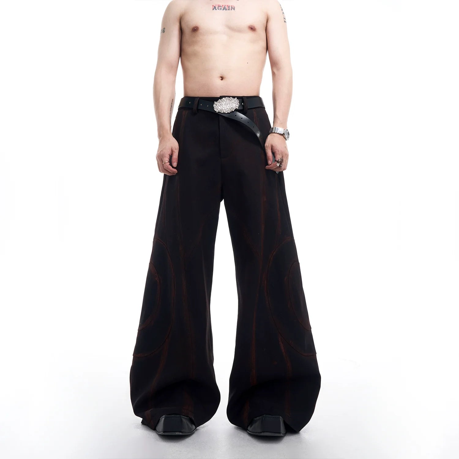 Black Floral Lapel Jacket and Wide Leg Pants Setup
