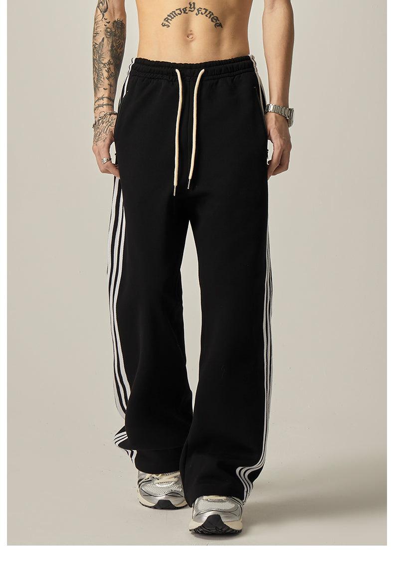 Brown Striped Wide Track Pants