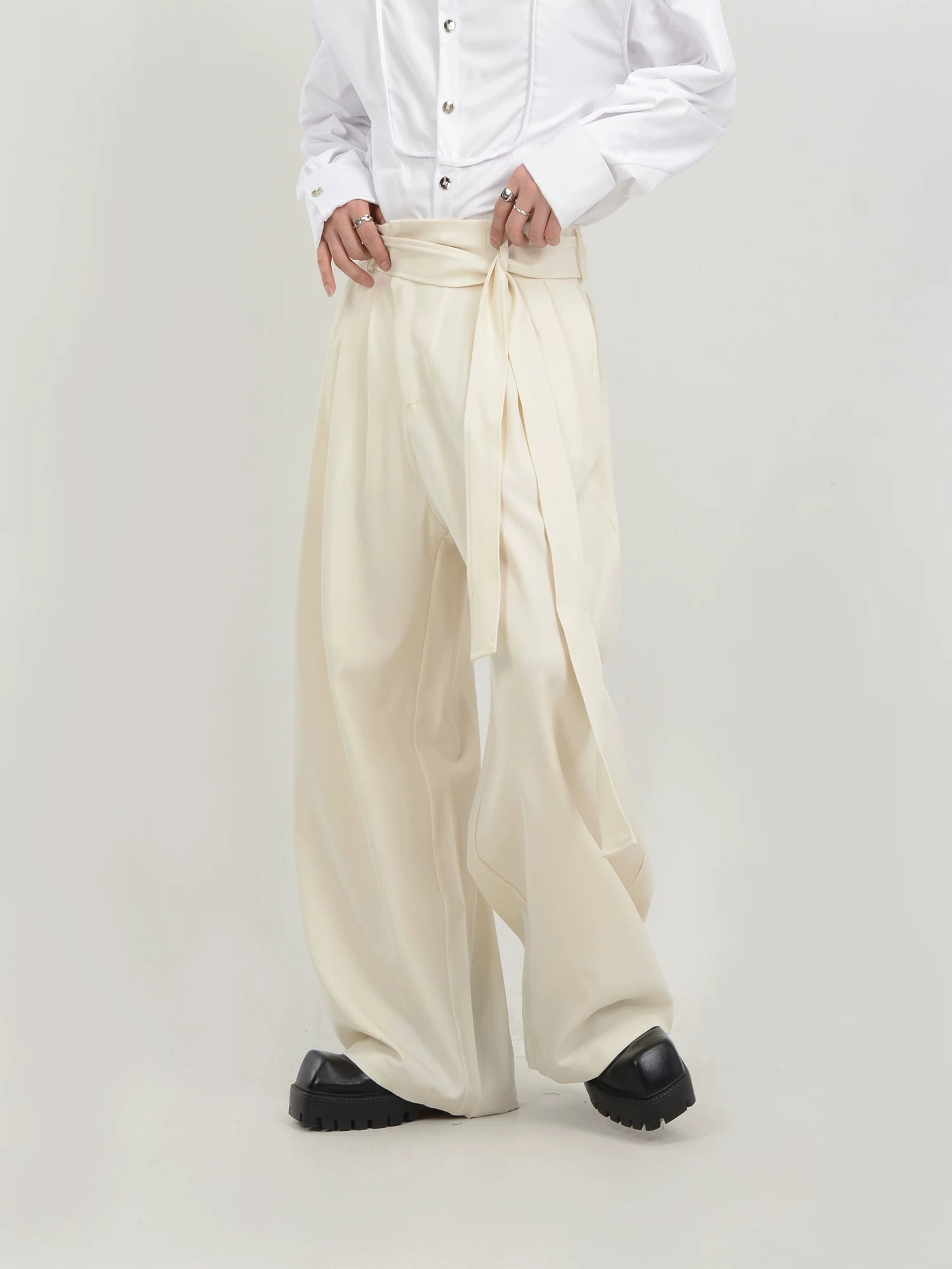 Obsidian Sash Pleat Trousers