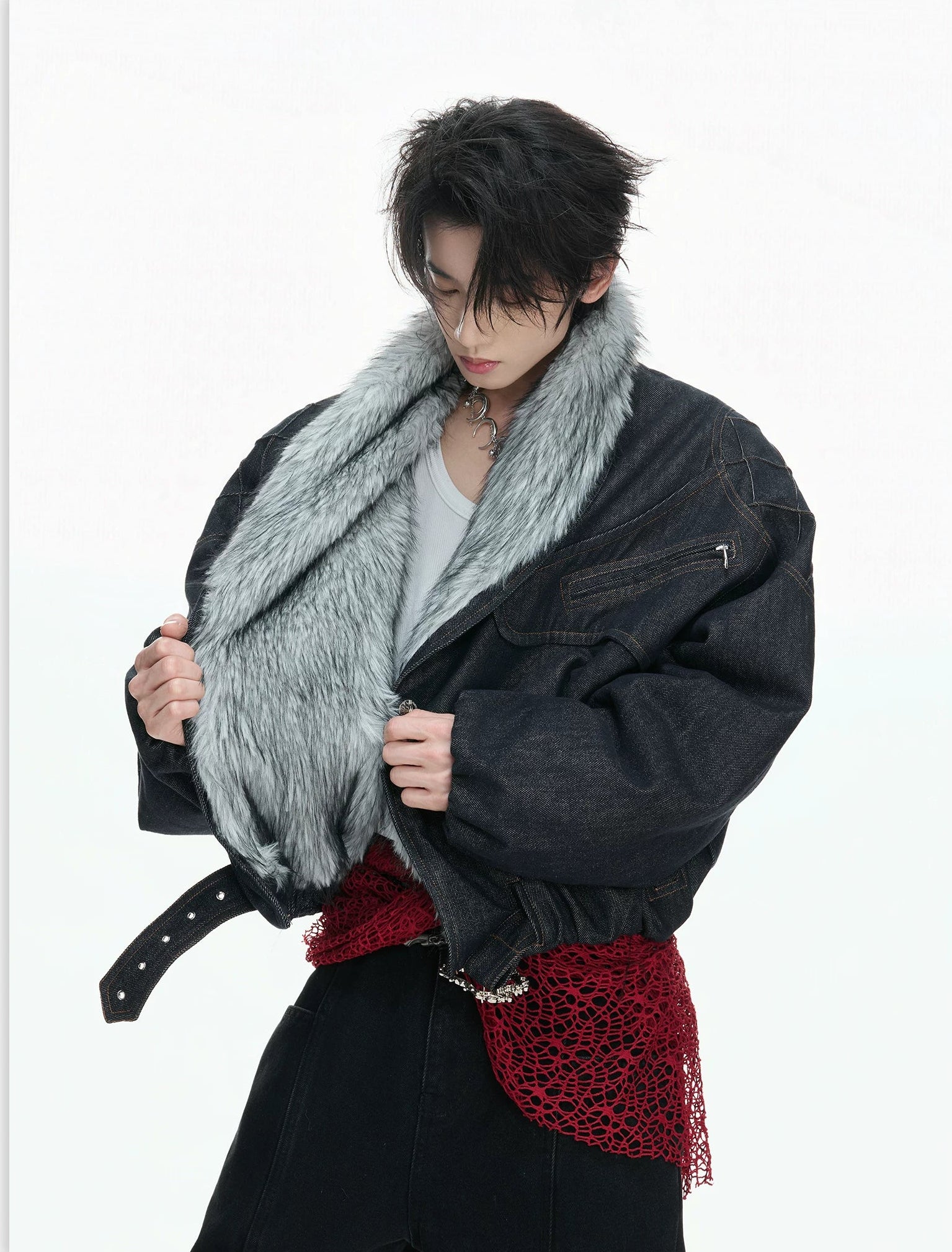 Frostmane Cavalry Faux-Fur Denim Blouson