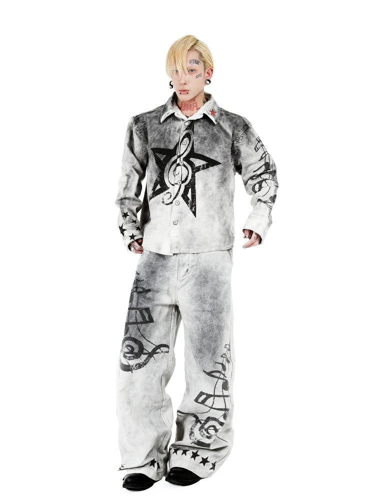 Echo Riff Star Hem Wide Jeans