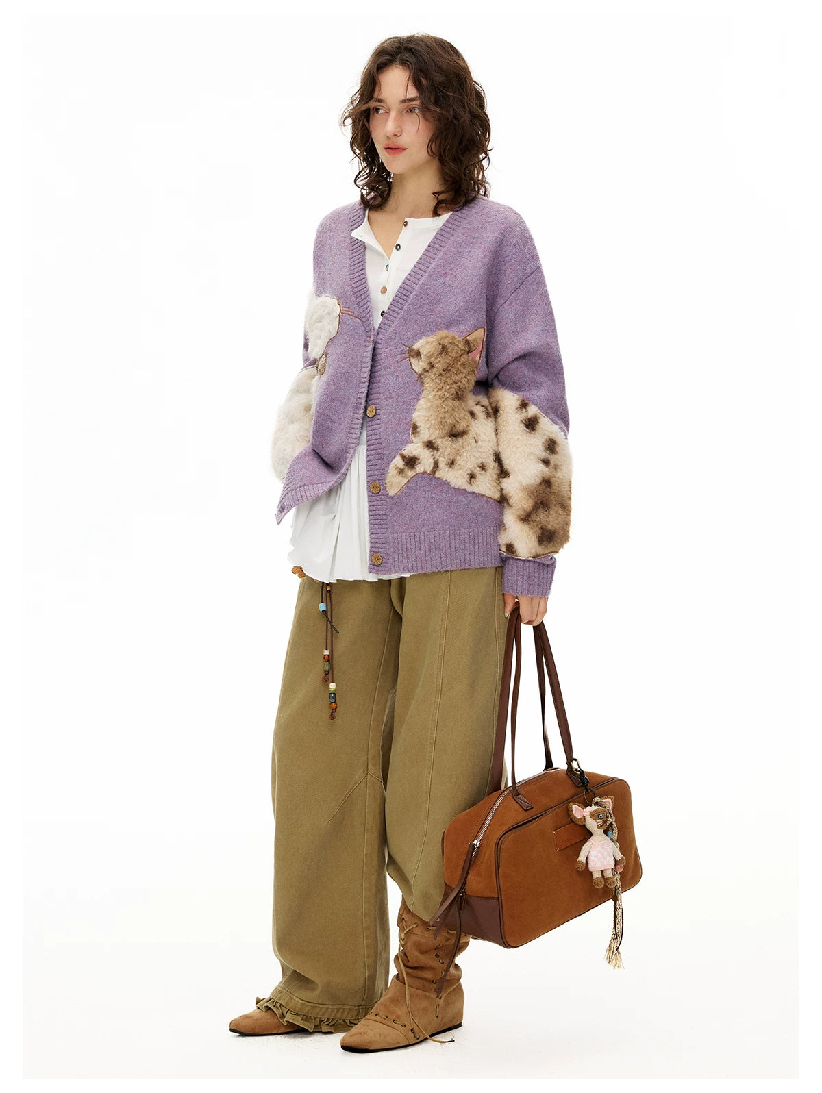 Velvet Purrmates Fuzzy Cat Cardigan