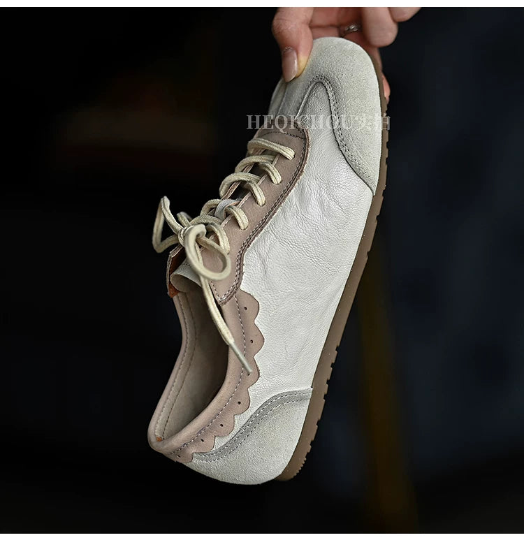 Alba Retro Lace-Up Leather Sneakers