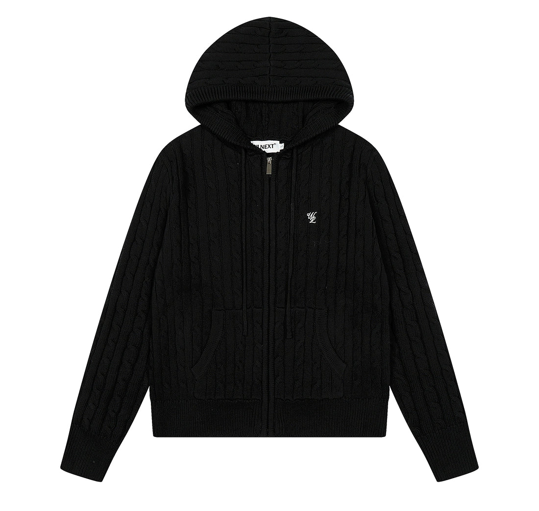 Noir Knit Zip Hoodie