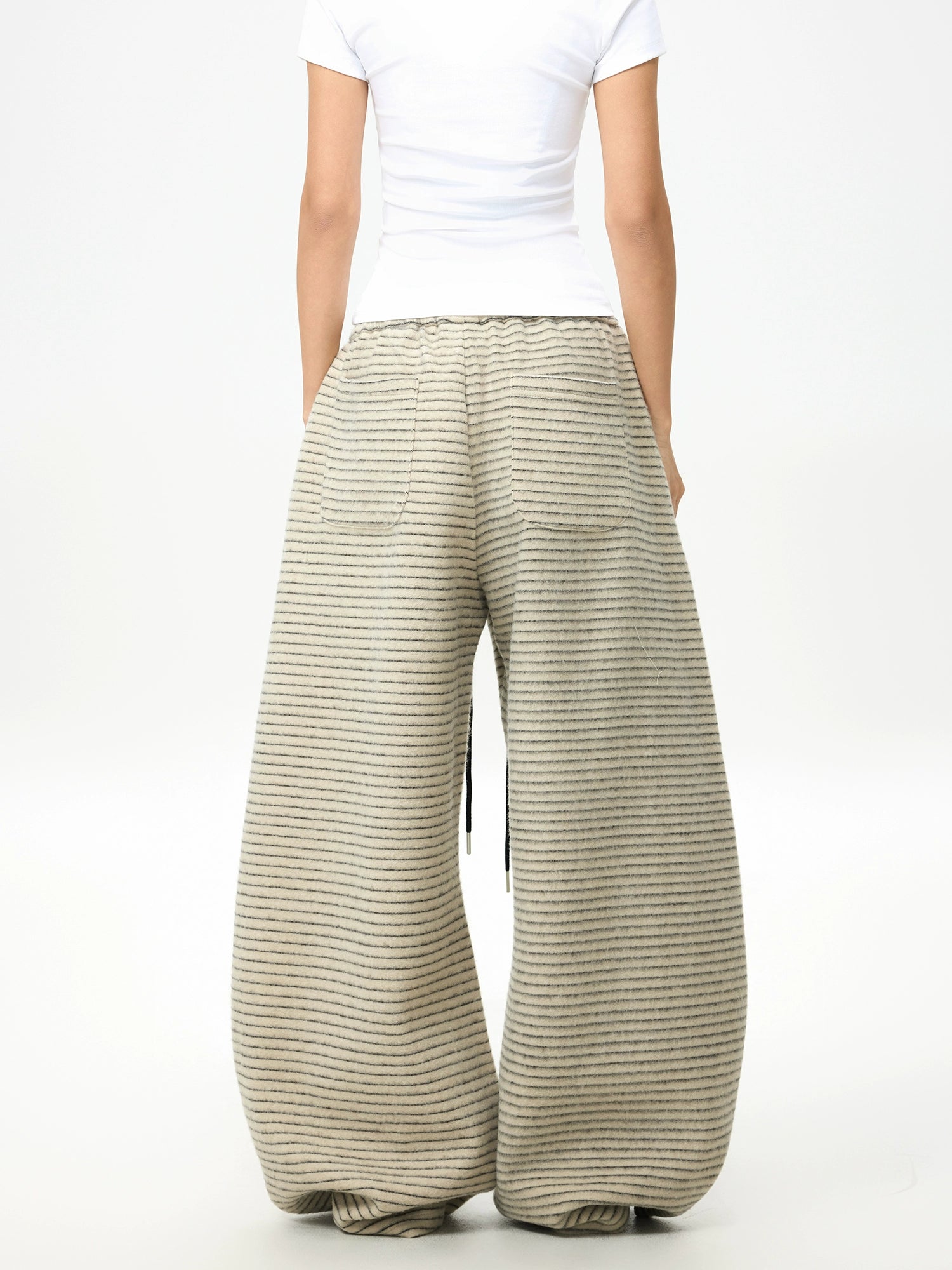 Harbor Stripe Fleece Wide-Leg Pants