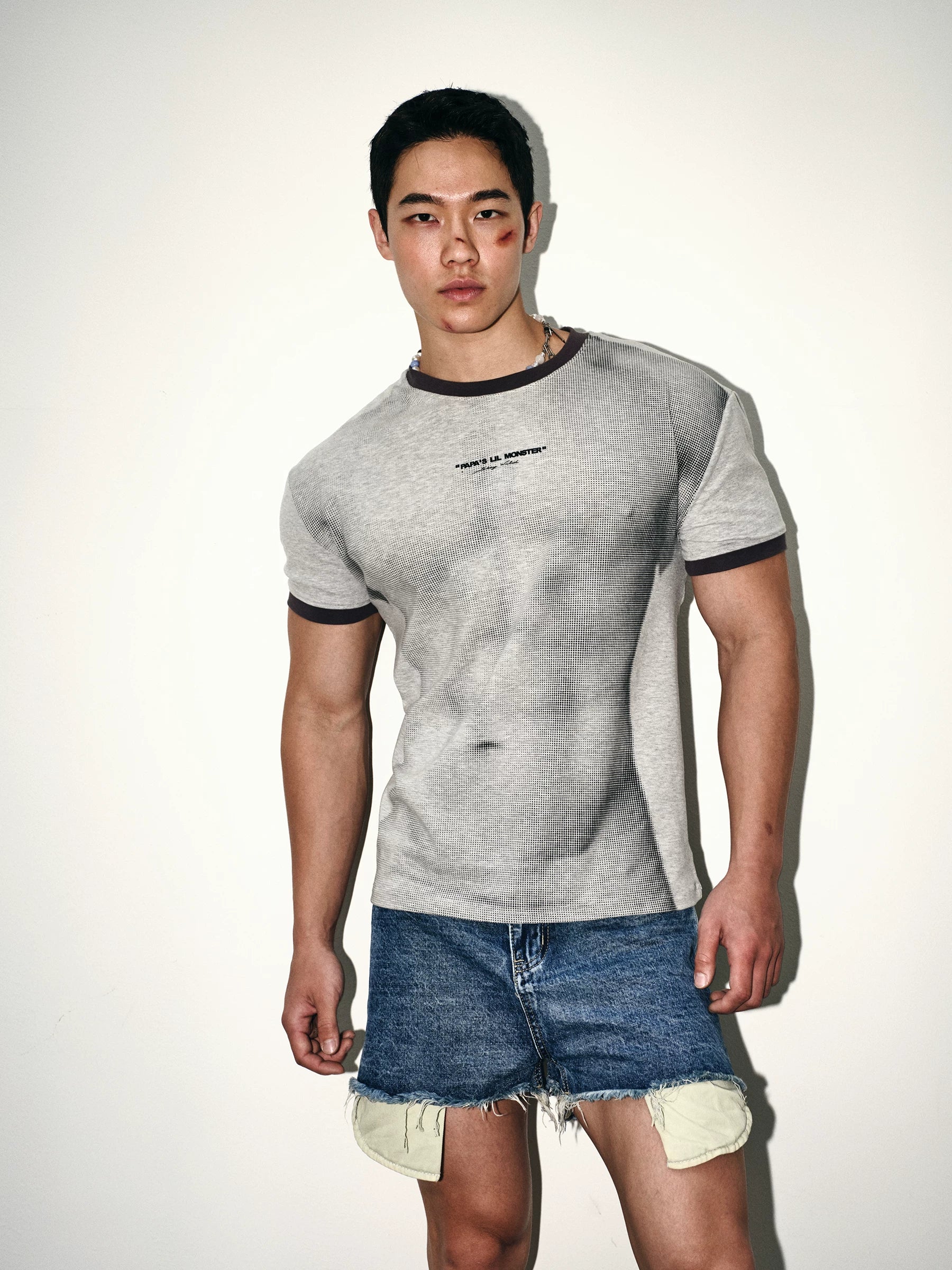 Ash Mesh Contrast Ringer Tee