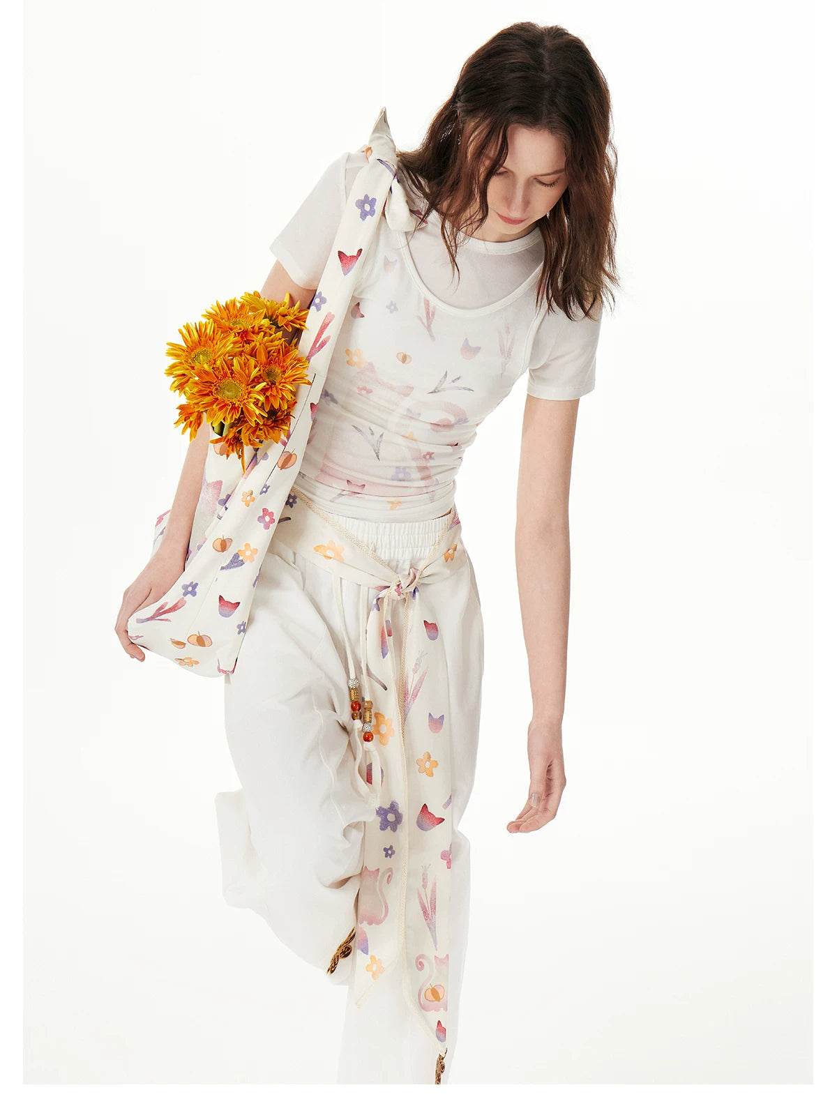 Meadow Doodle Blossom Tie Belt