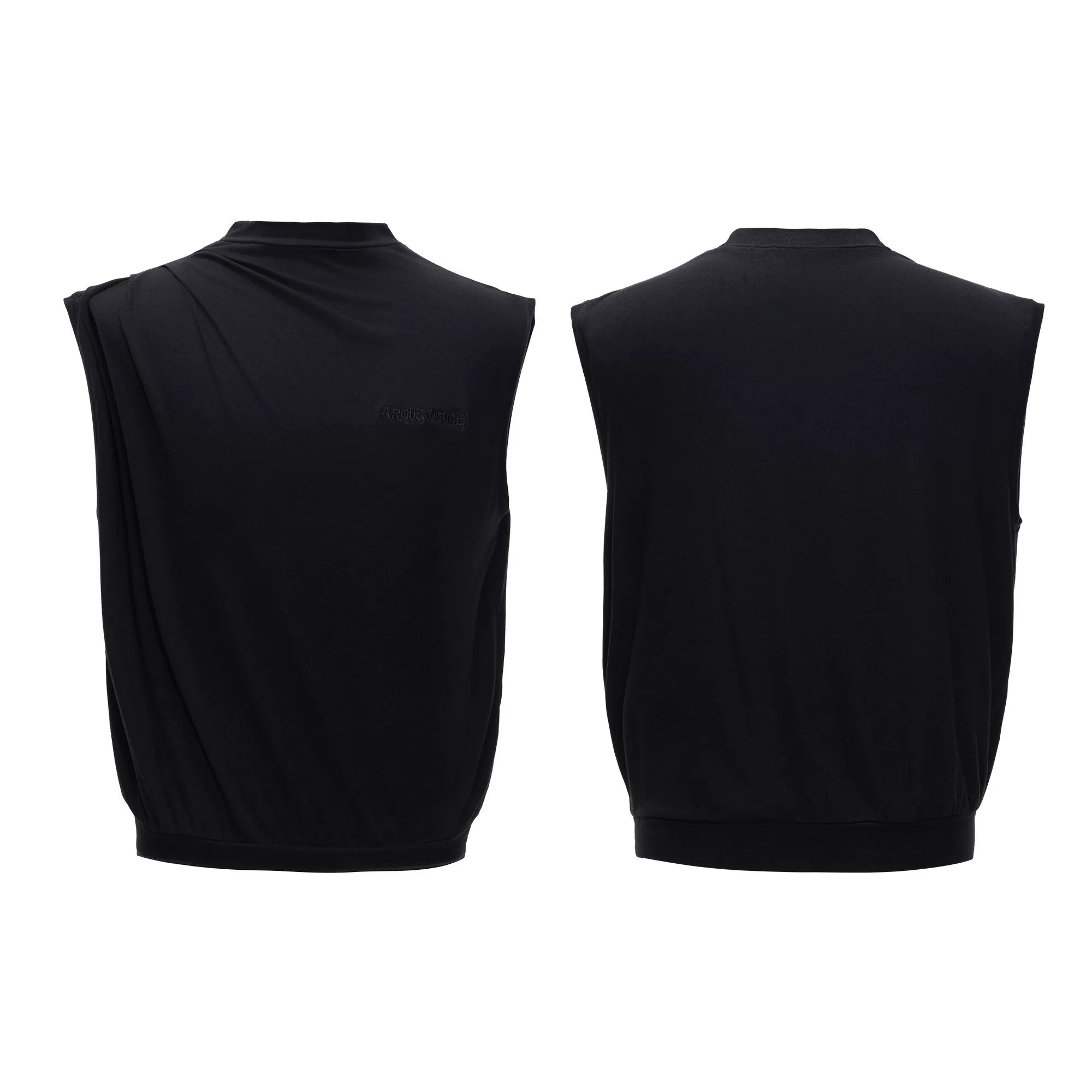 Sleeveless Mock Neck Draped T-Shirt