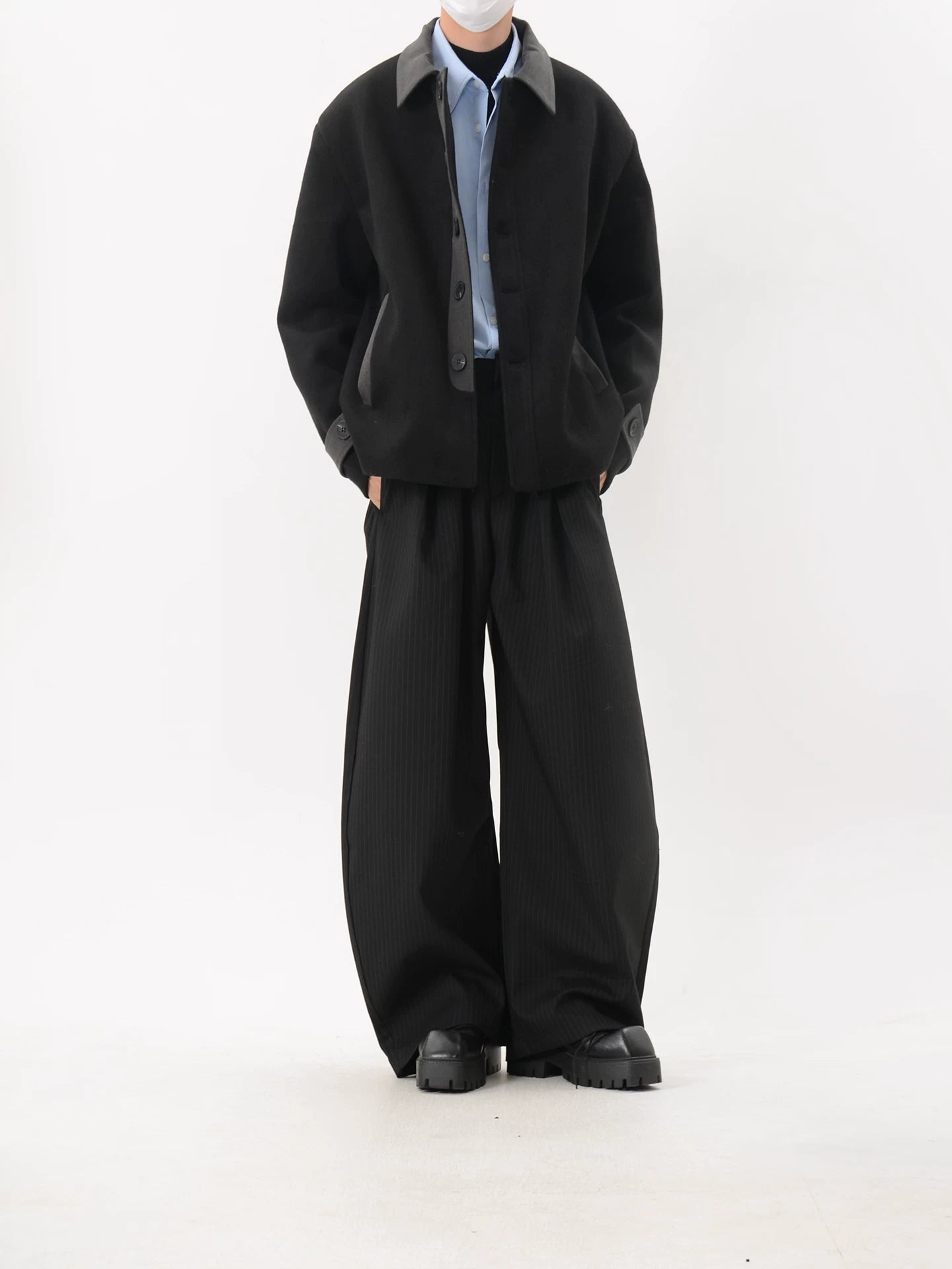 Contrast Collar Wool Blend Jacket