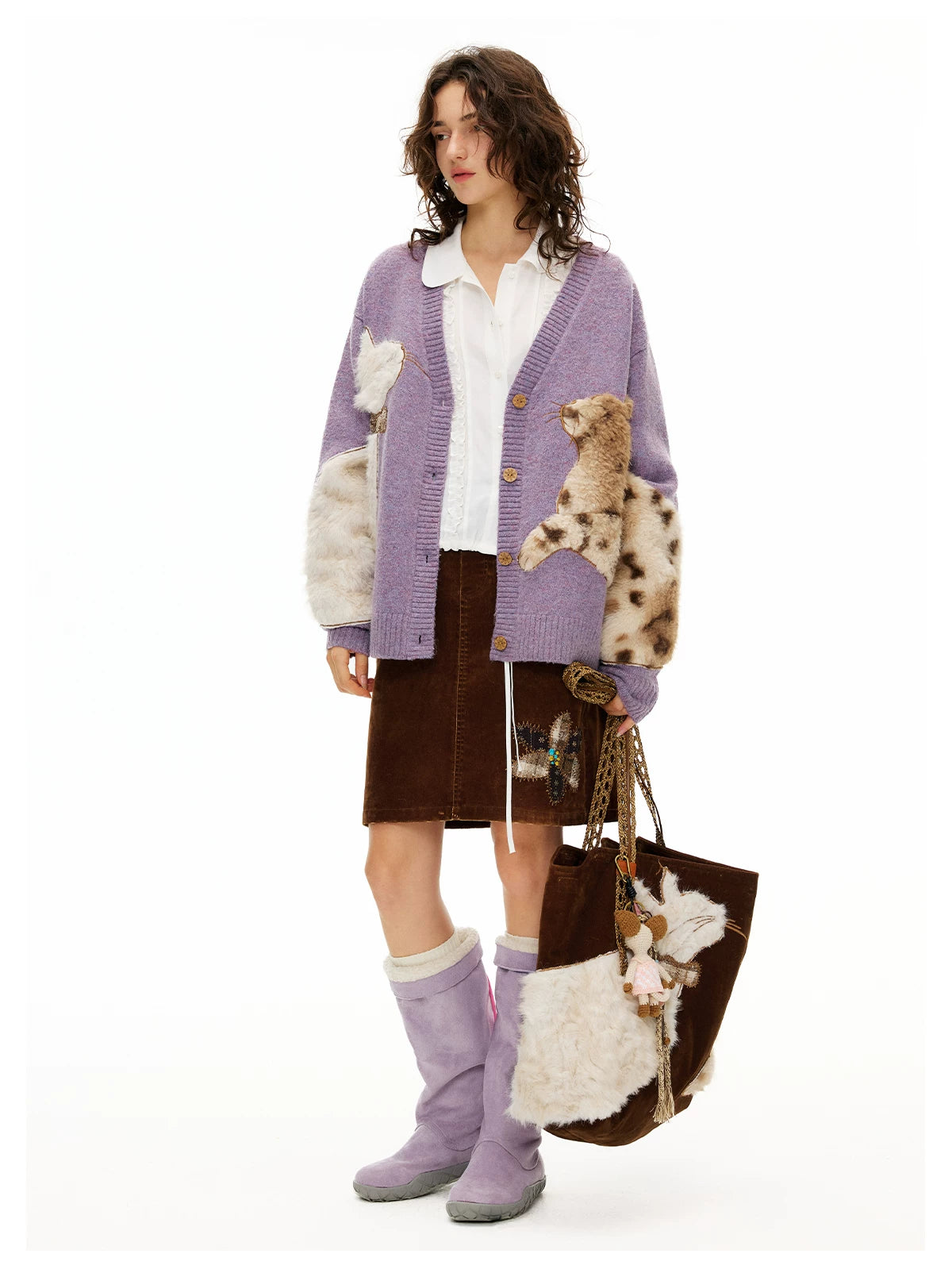 Velvet Purrmates Fuzzy Cat Cardigan
