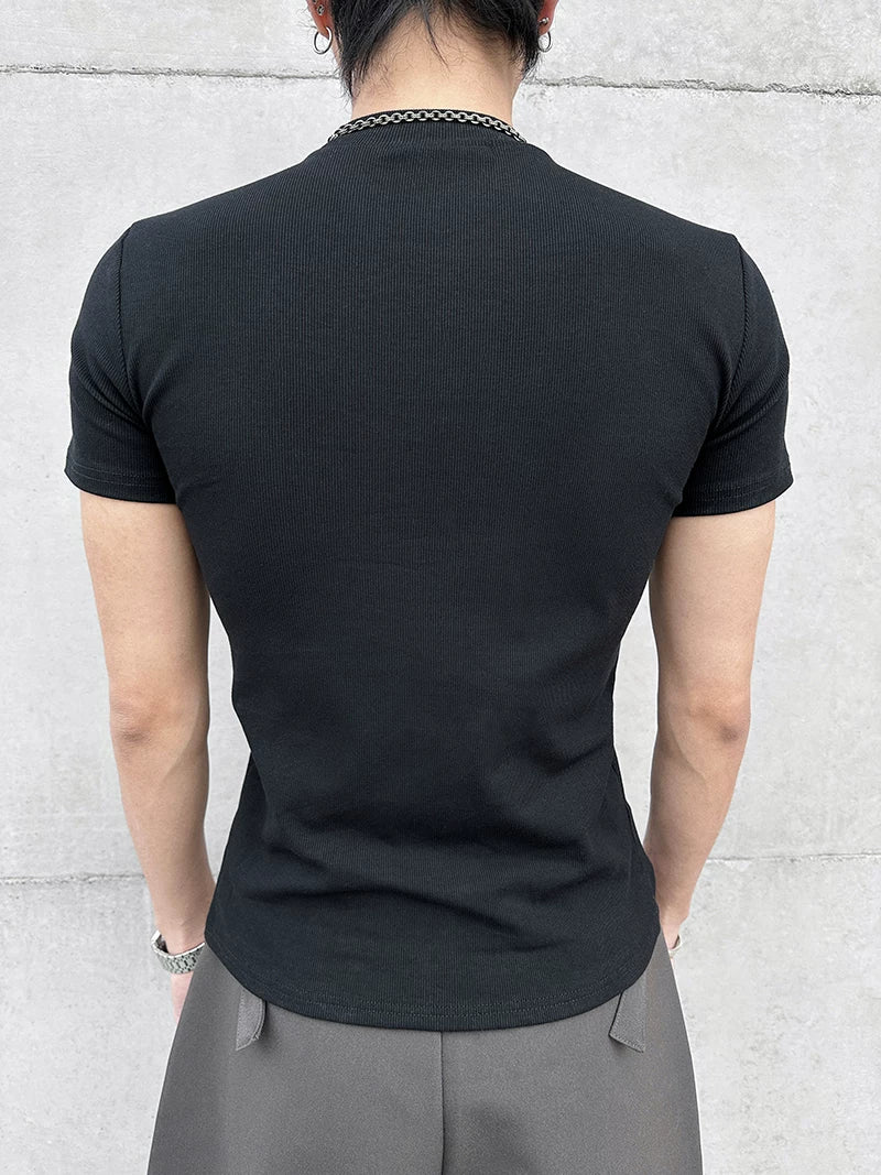 Fitted Mock-Neck Short-Sleeve Tee
