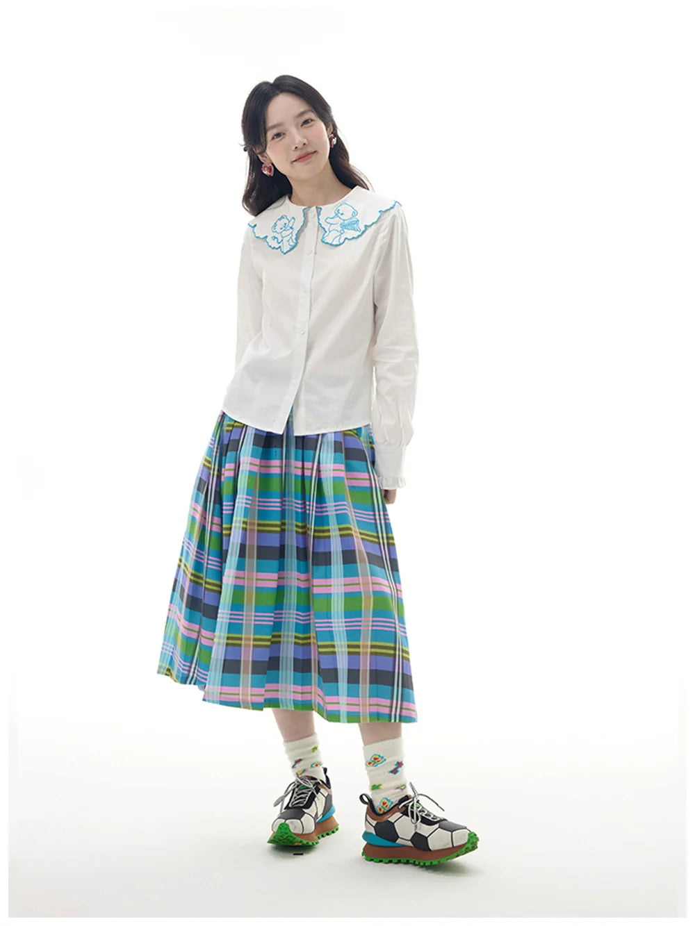 White Angel Embroidered Button Down Shirt