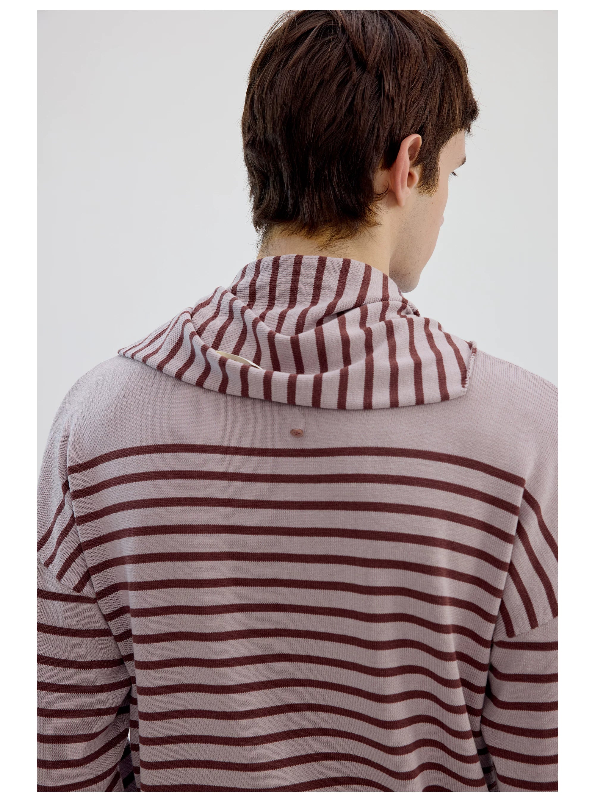Striped Scarf-Neck Knit Top