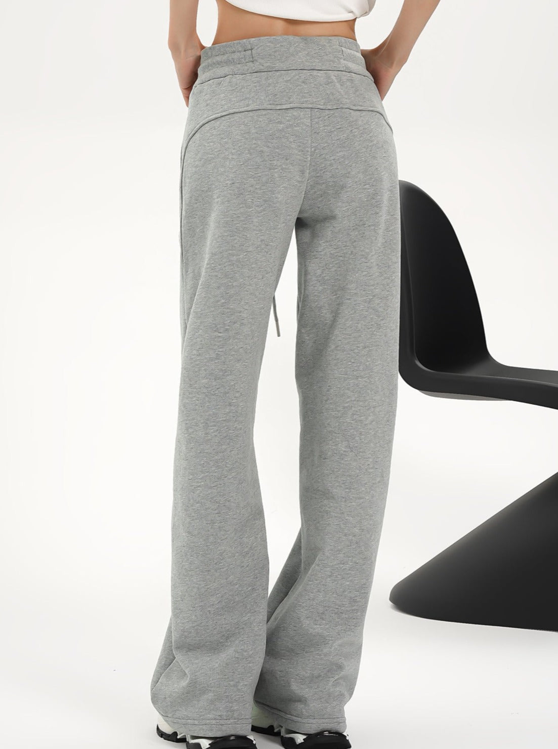 Pantalon à cordon à jambes larges à taille haute - pantalon de salon en ajustement détendu
