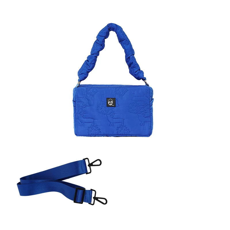 Quilted Houndstooth Box Crossbody Bag - Klein Blue