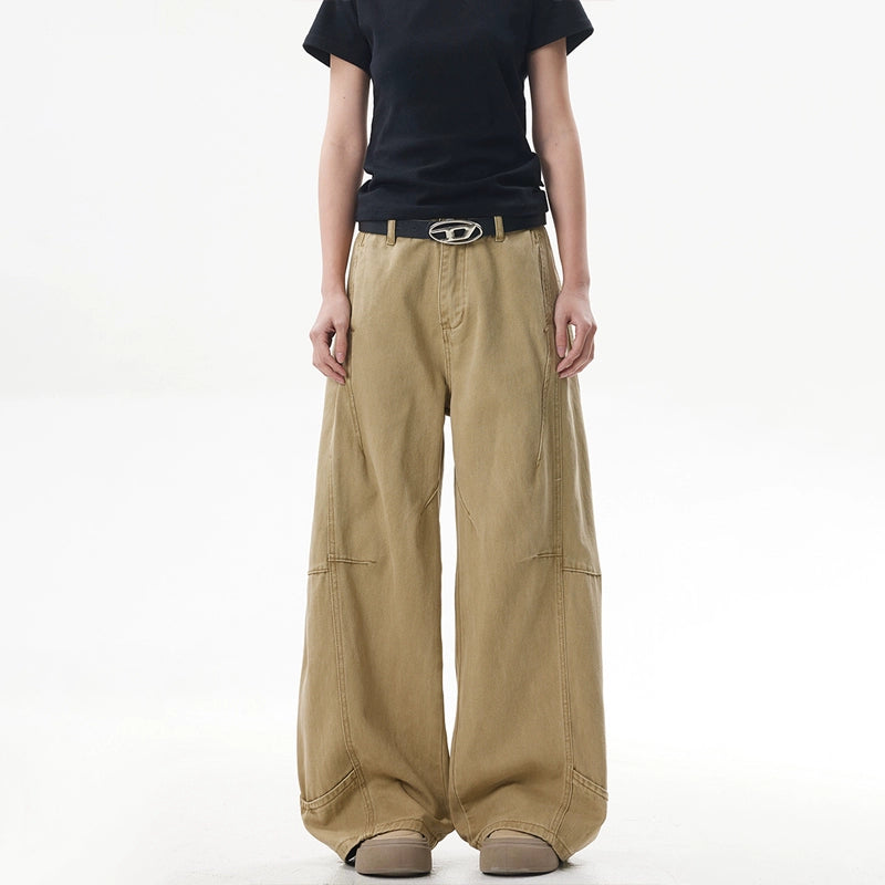 Khaki Wide Leg Street Pants
