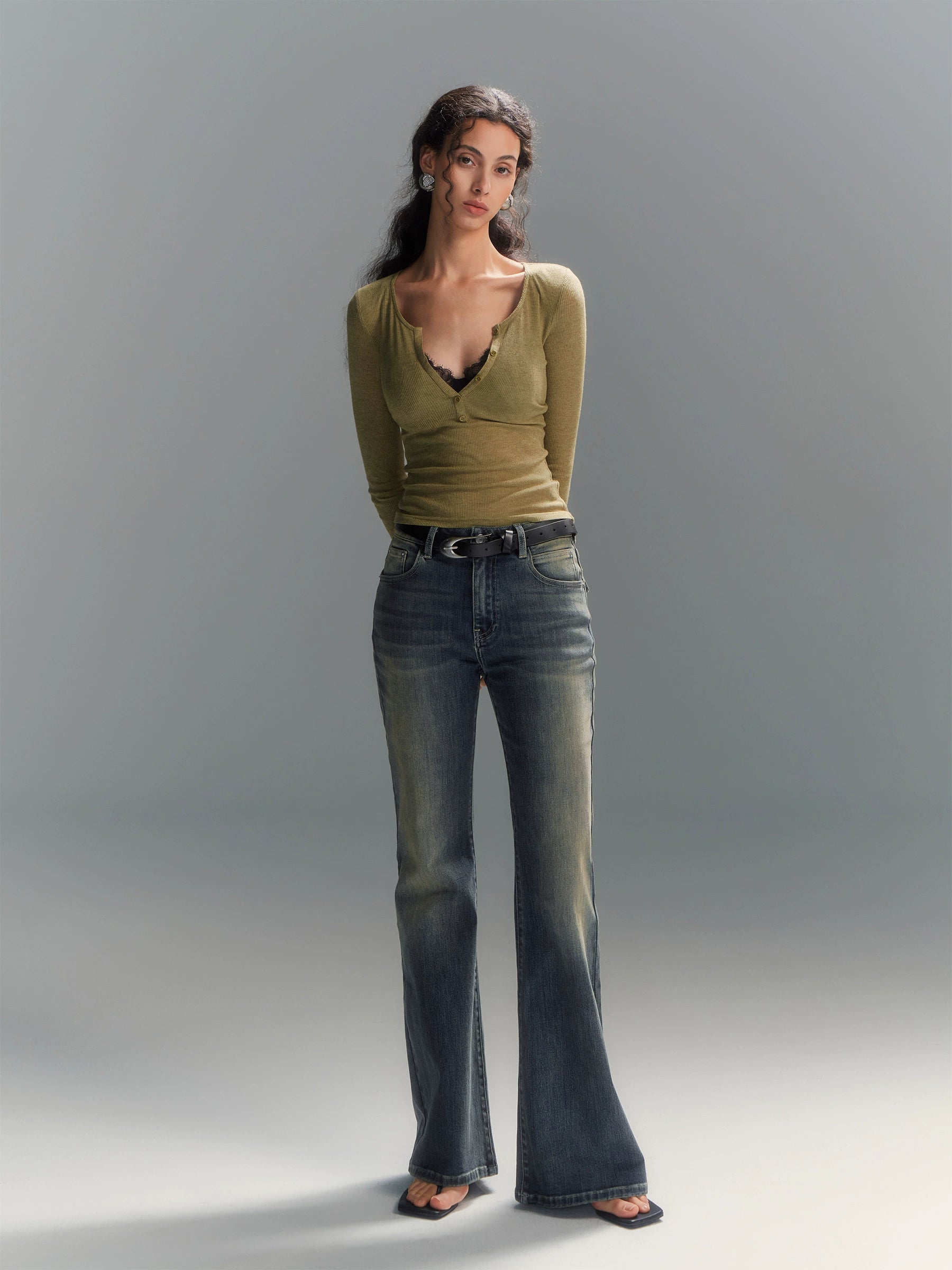 Deep V Knit Top