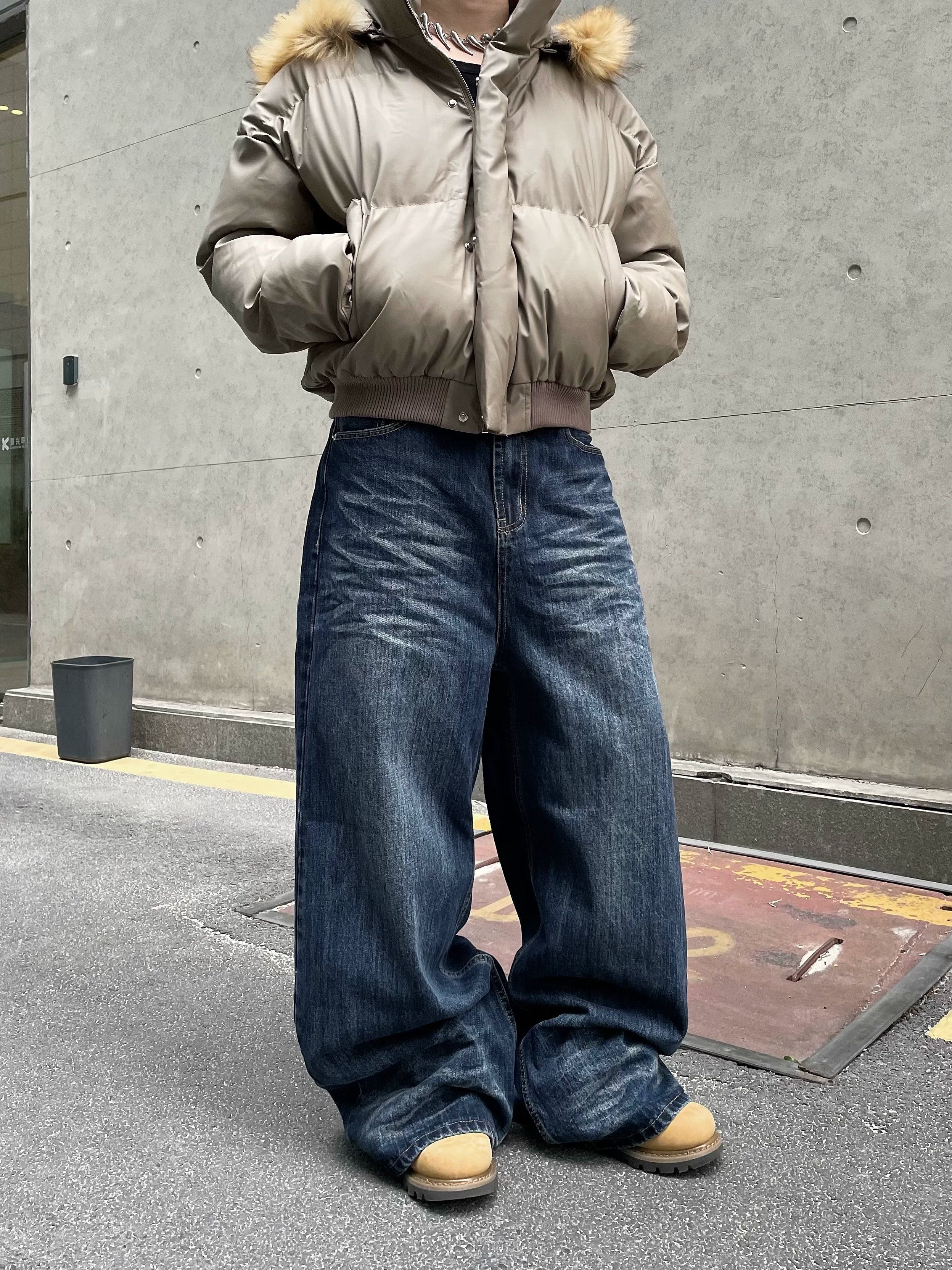 Indigo Rinse Wide Leg Jeans