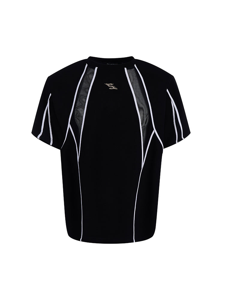 Mesh-Panel Athletic Gothic T-Shirt