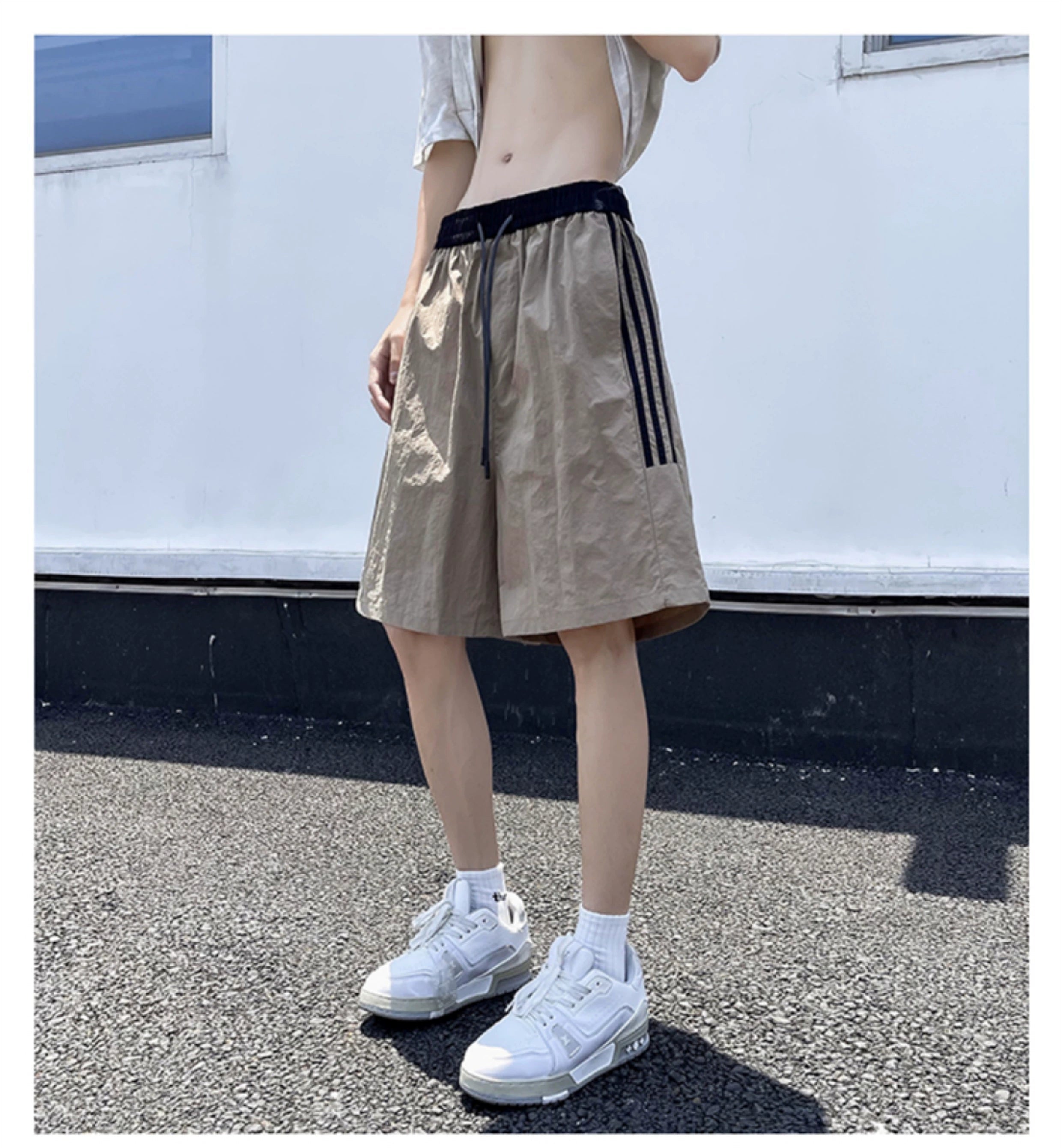 Shiny Stripe Bermuda Shorts