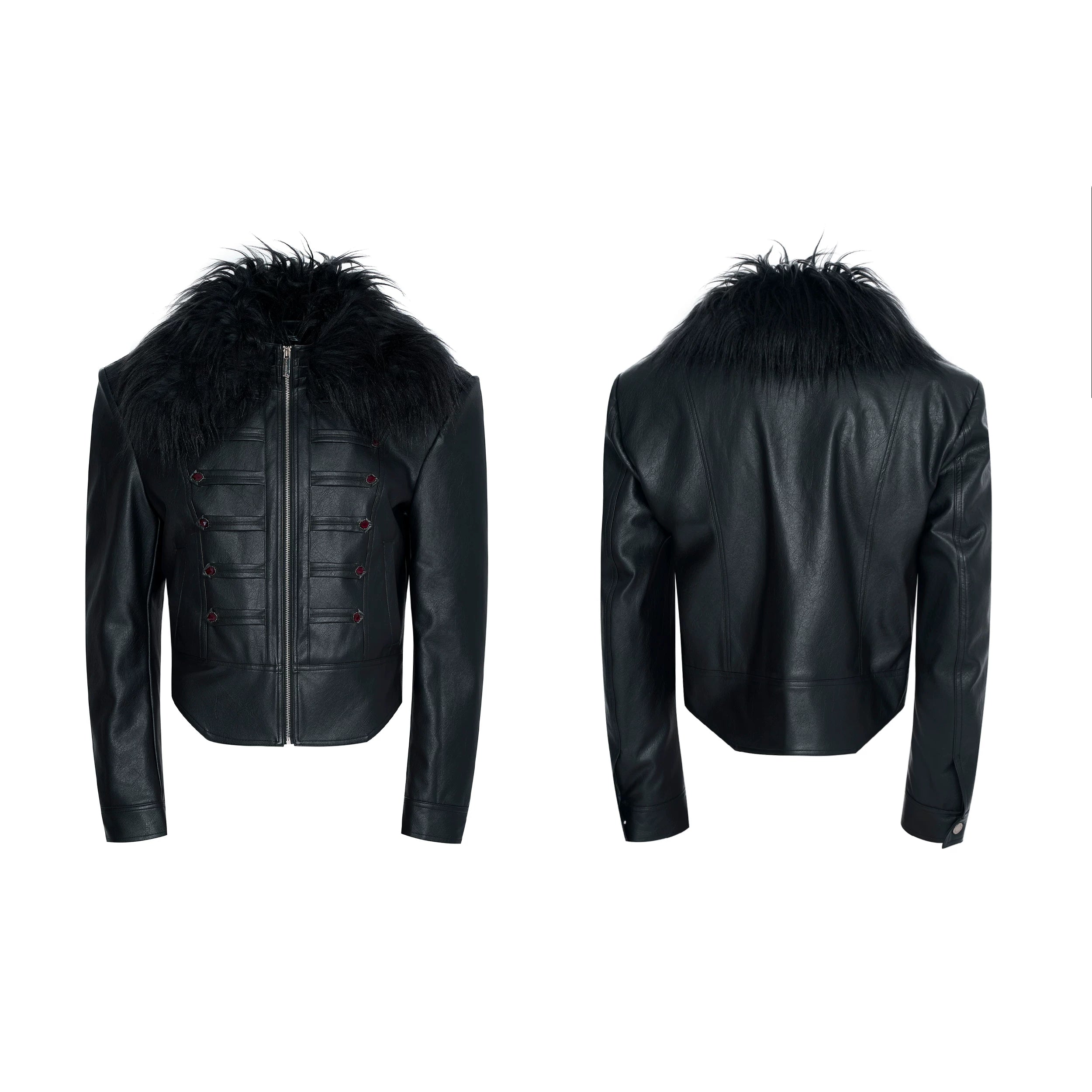 Midnight Legion Faux‑Fur Officer Jacket