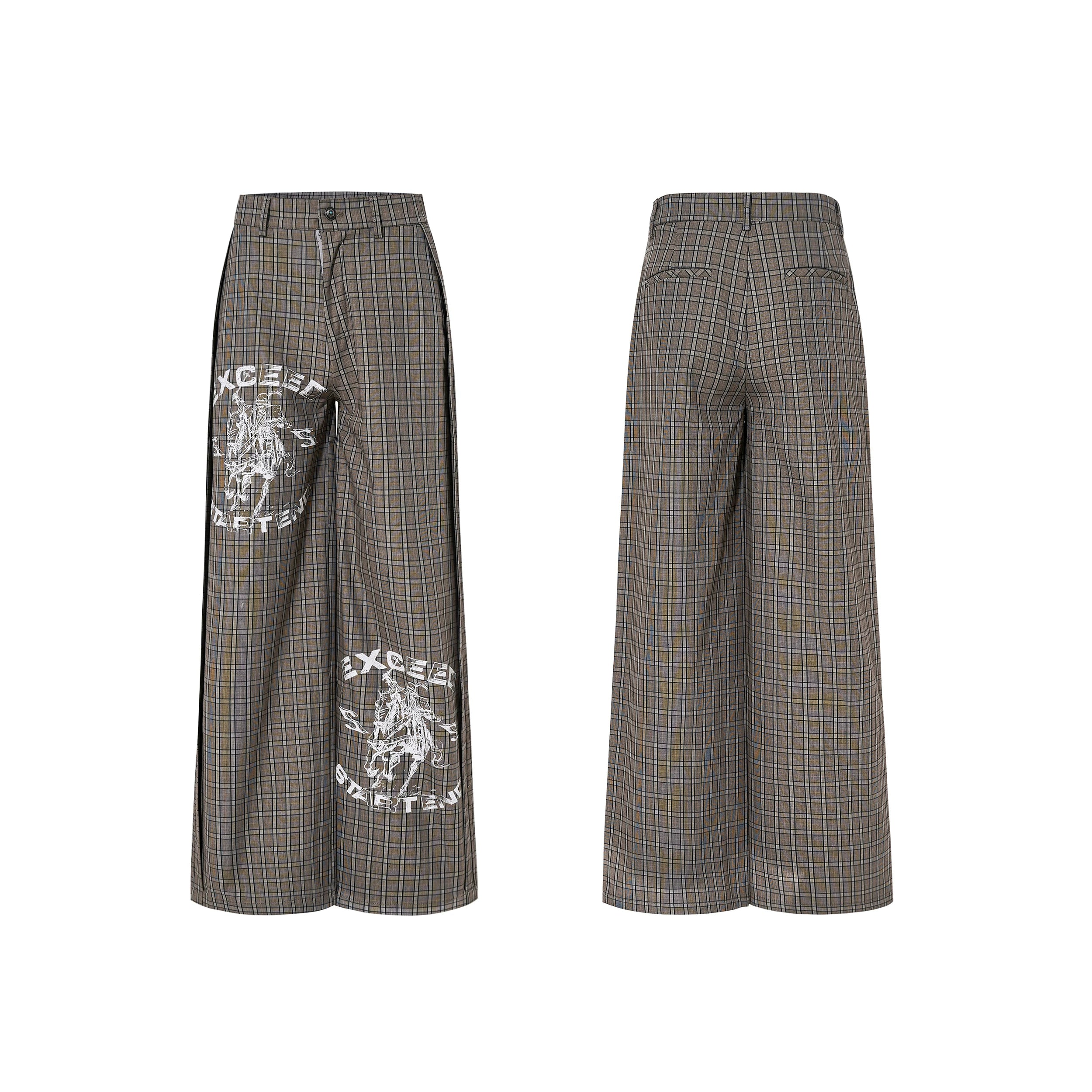 Rodeo Grid Graffiti Wide‑Leg Trousers