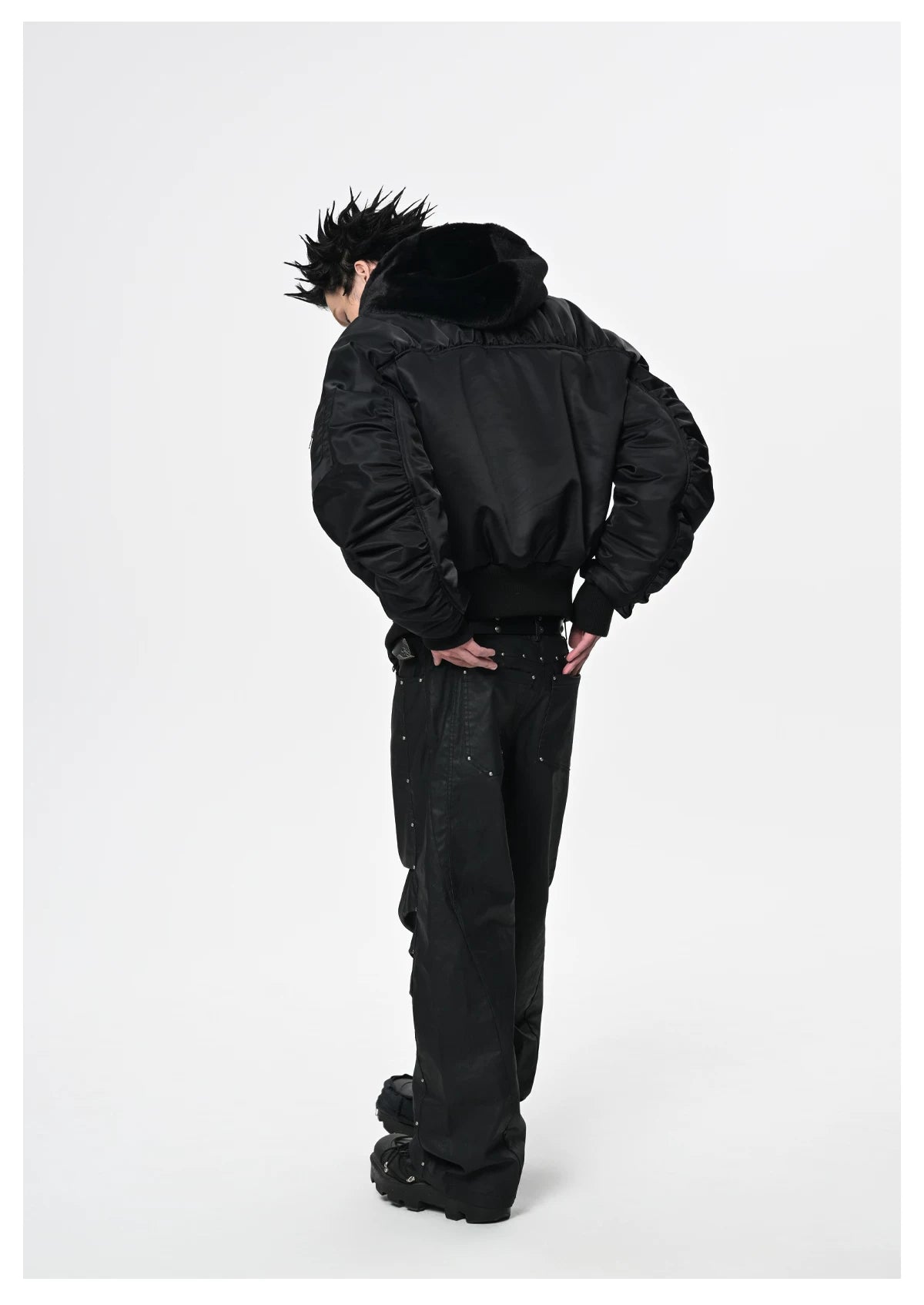 Obsidian Cocoon Hooded Bomber Jacket
