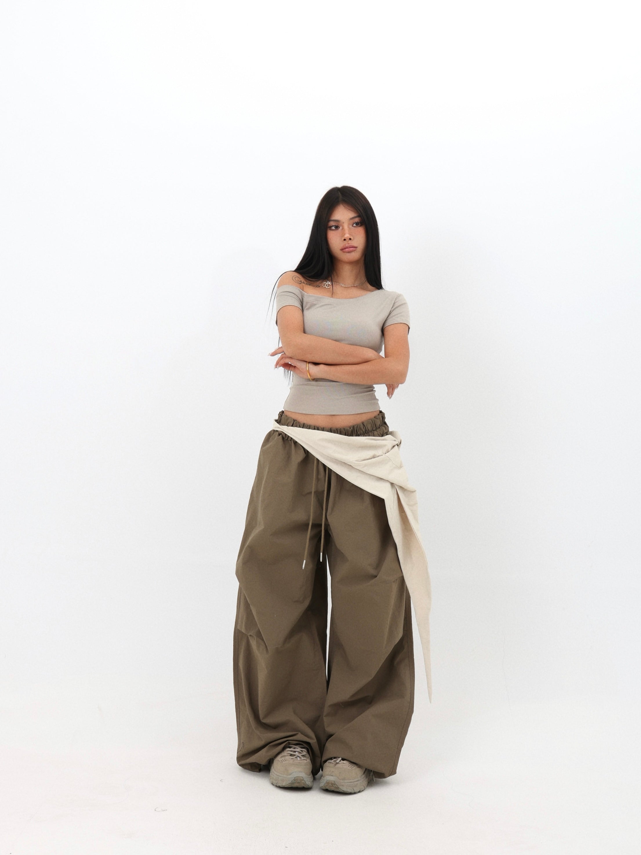 Wrap Waist Parachute Pants