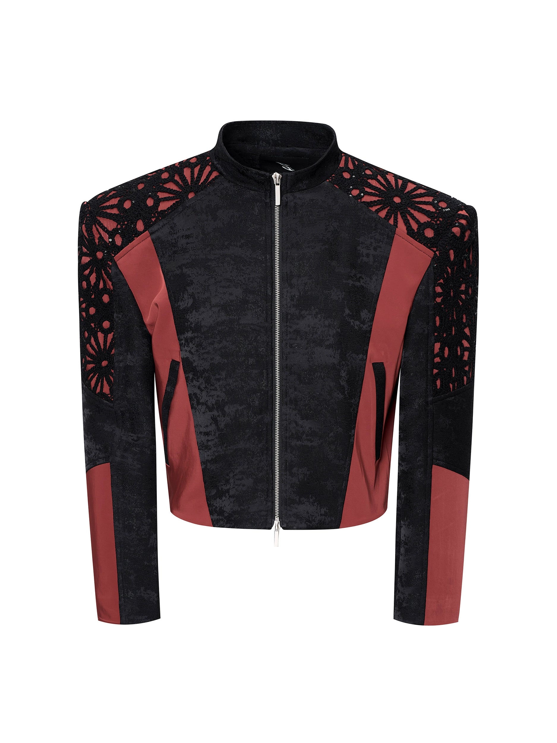 Black and Red Laser Cut Jacket