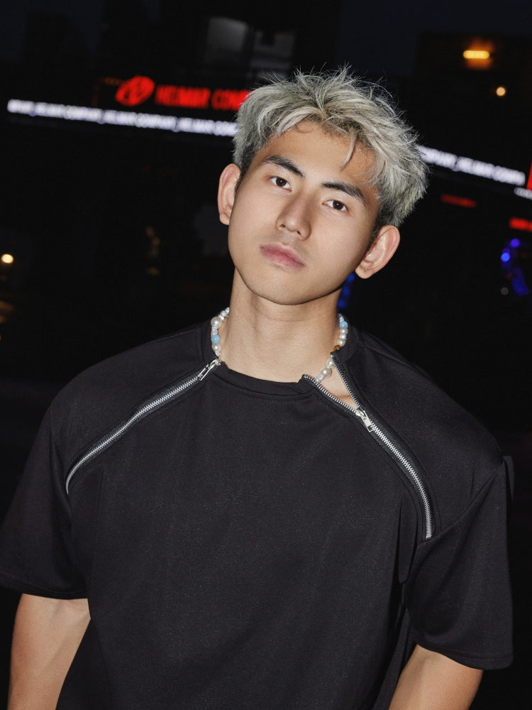 Oversized Zipper Detail T-Shirt