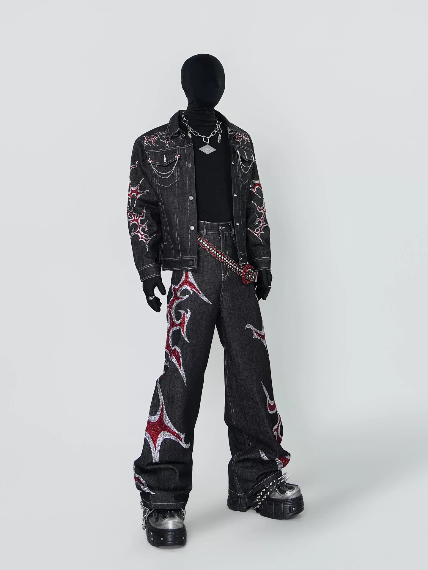 Crimson Inferno Sigil Flame Denim