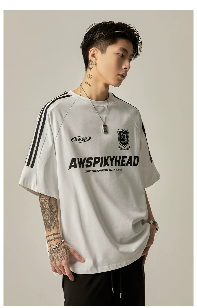 Oversized Grey Athletic Logo T-Shirt