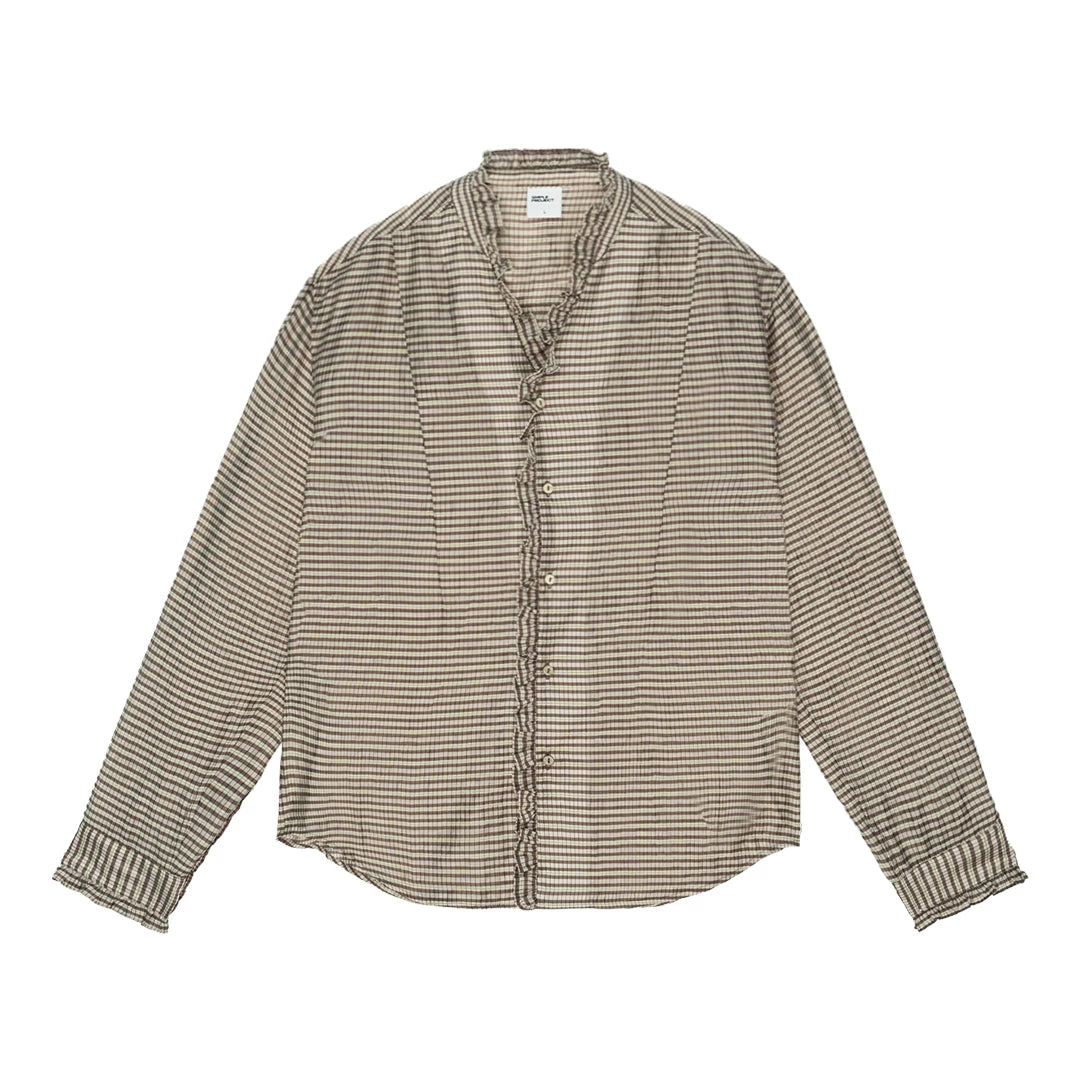 Ruffle-Trim Checked Button-Up Shirt