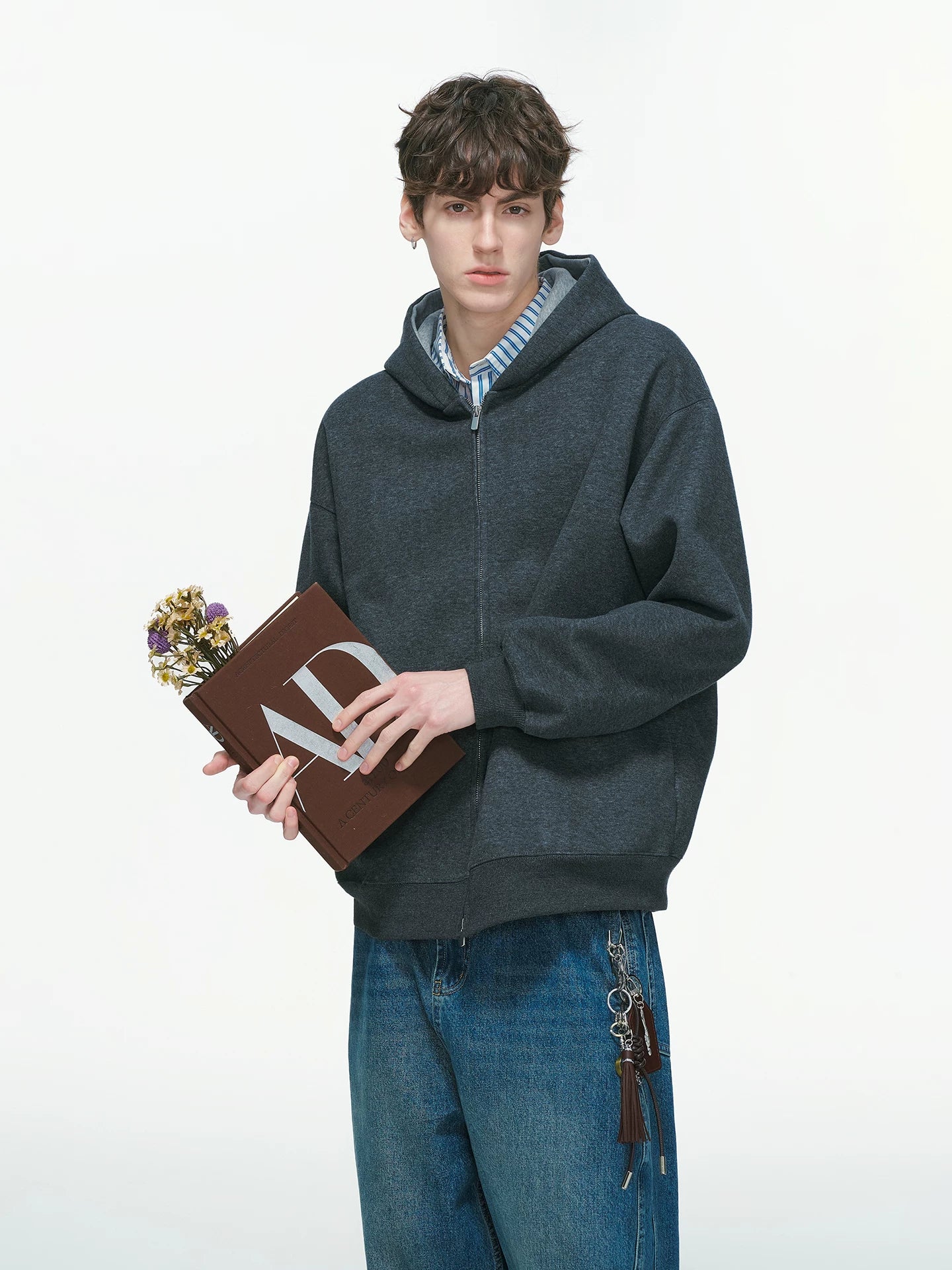 Dual-Tone Varsity Zip Hoodie