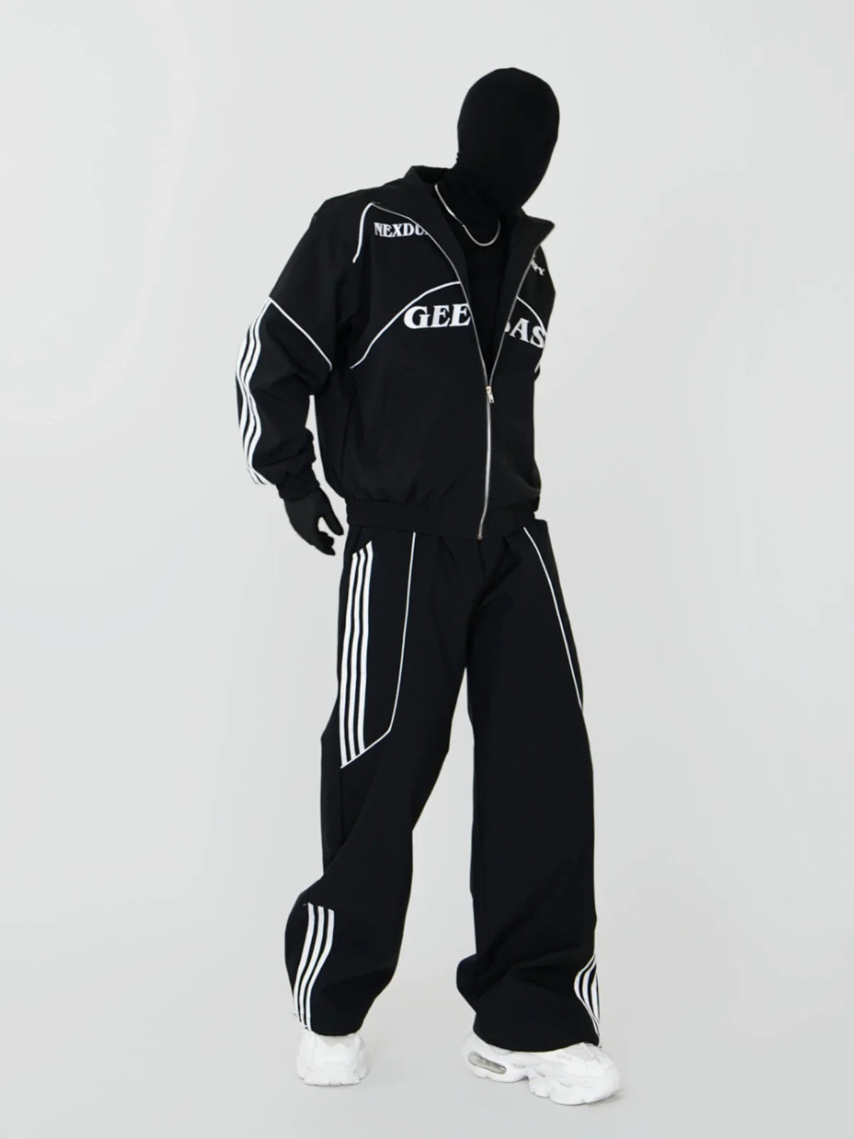 Noir Graphic Piping Moto Jacket and Pants Setup