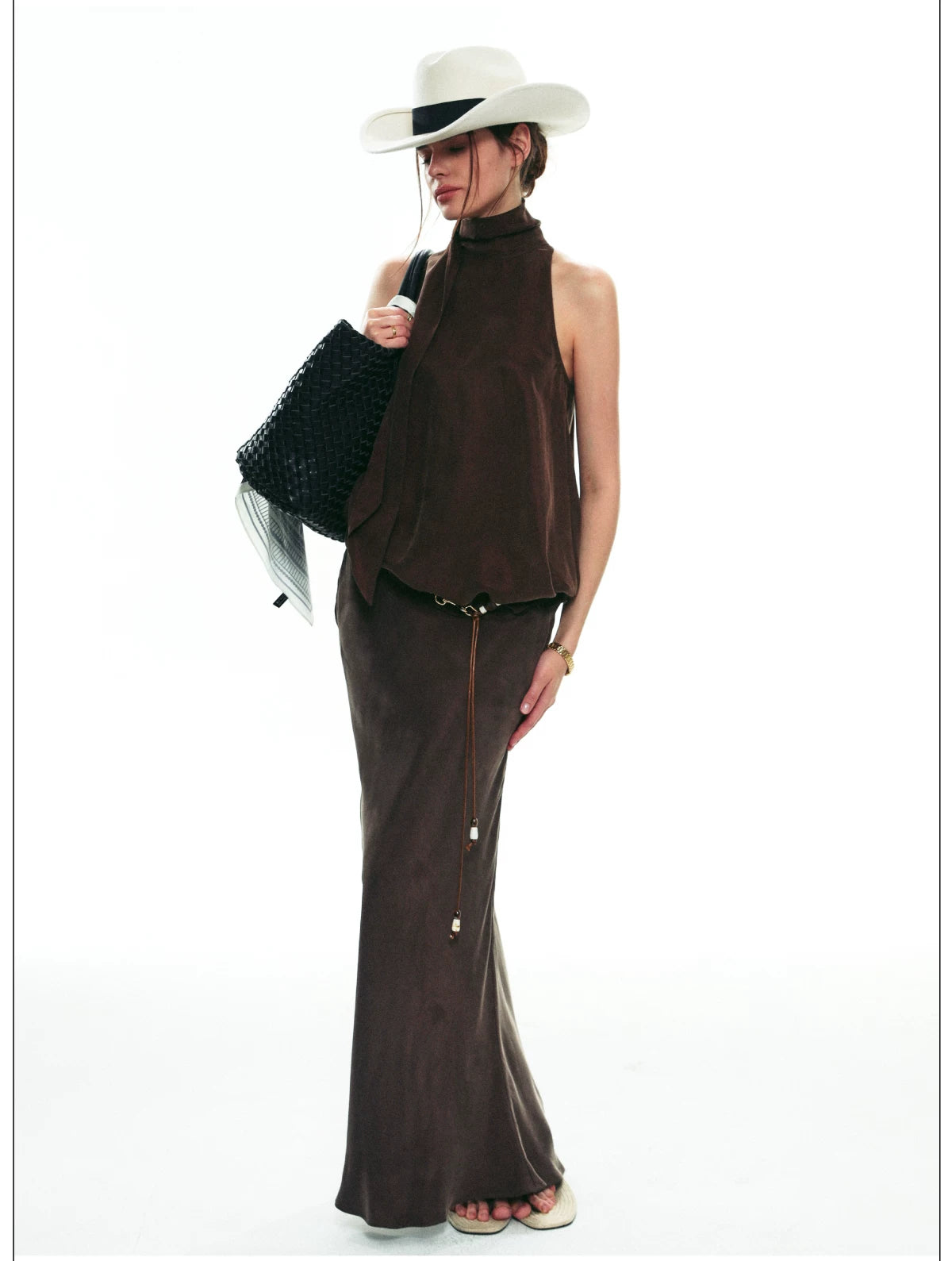 Espresso Nocturne Draped Halter Top
