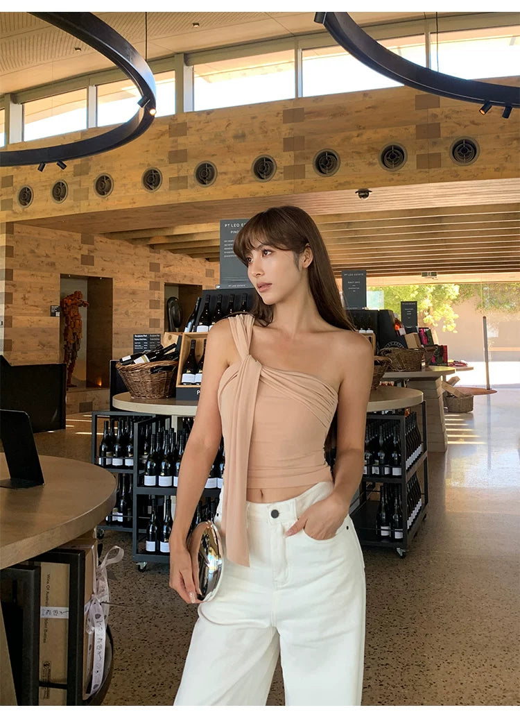 Asymmetric Draped One Shoulder Top