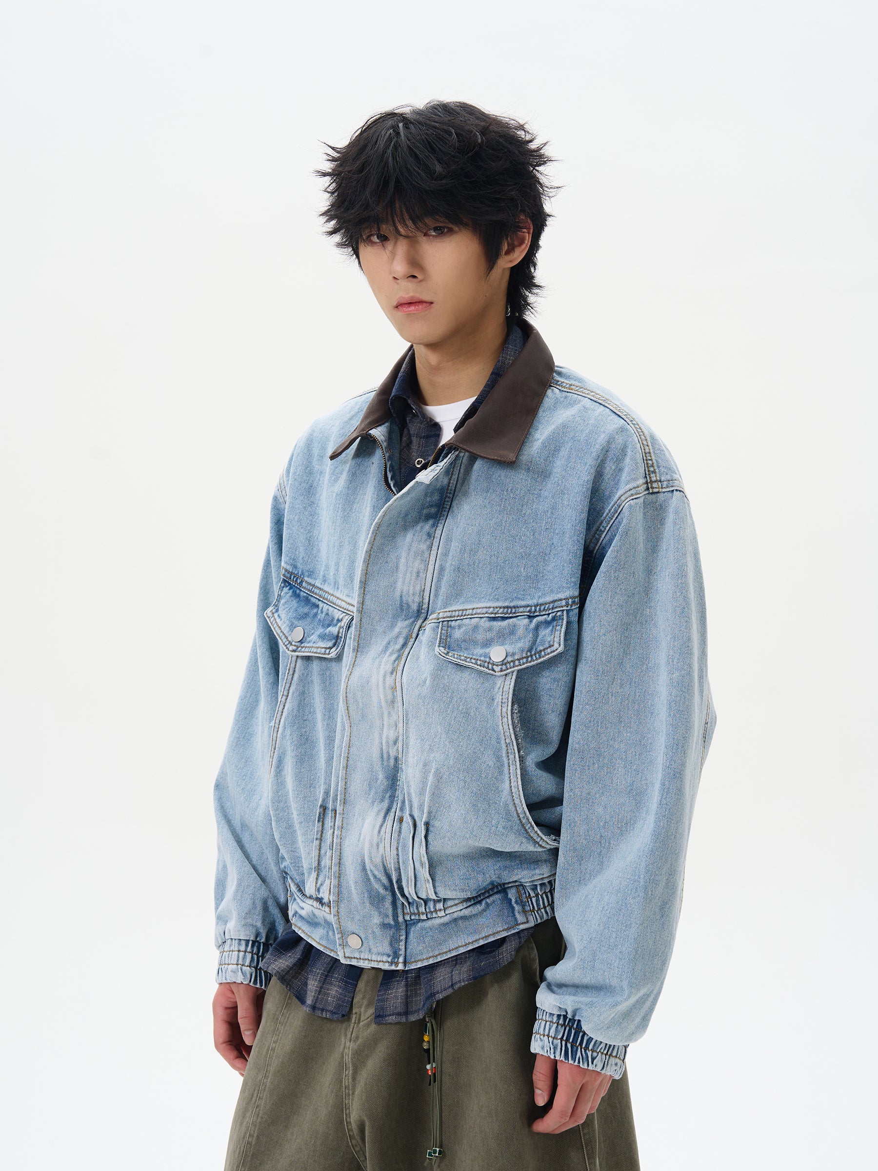 Vintage Corduroy Collar Denim Jacket