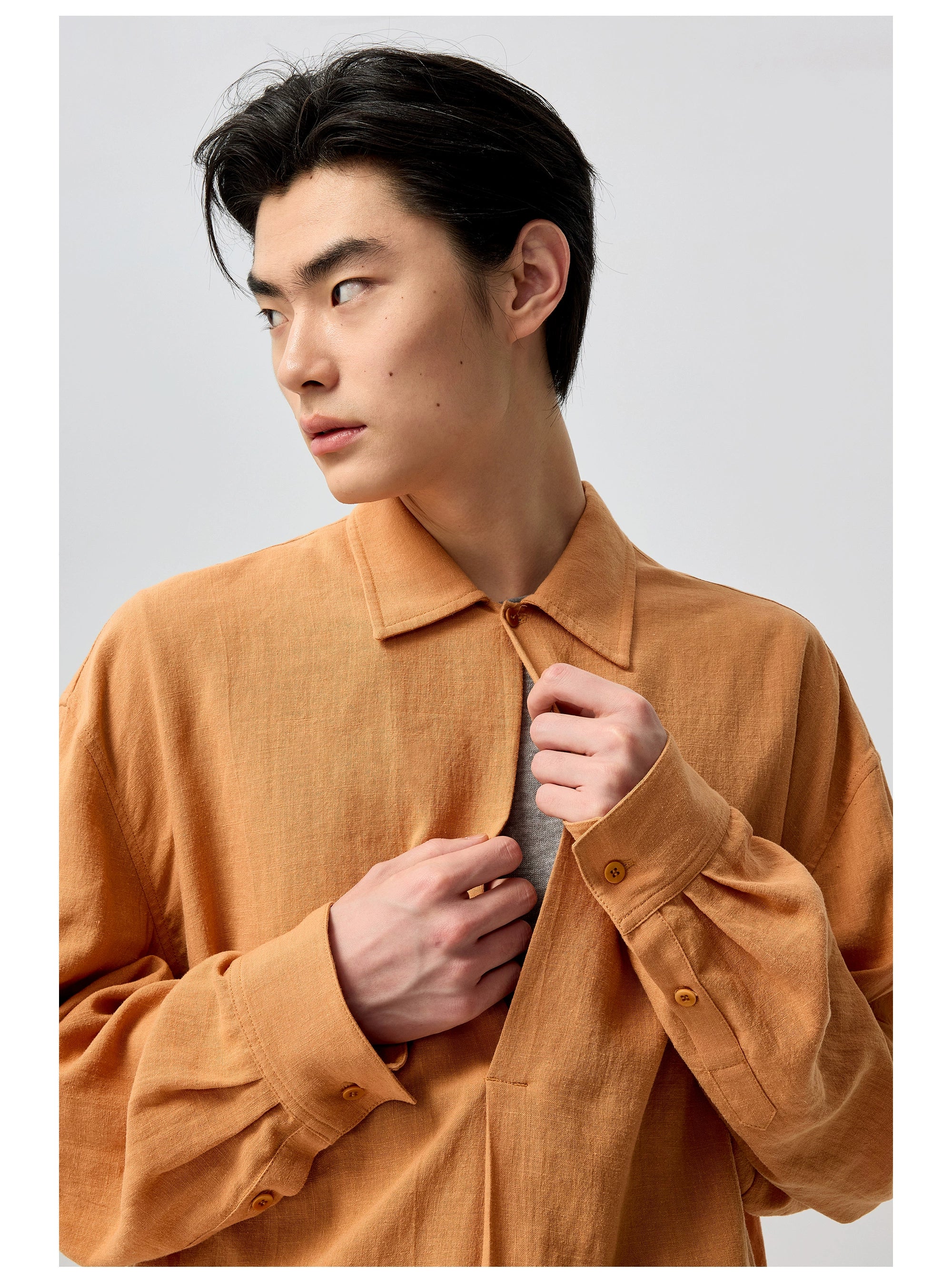 Relaxed Linen Collared Blouse