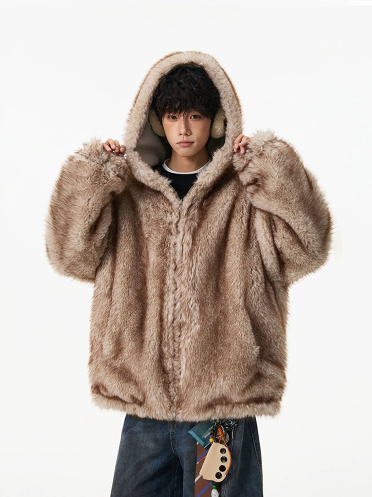 Glacier Haze Faux-Fur Hoodie Coat